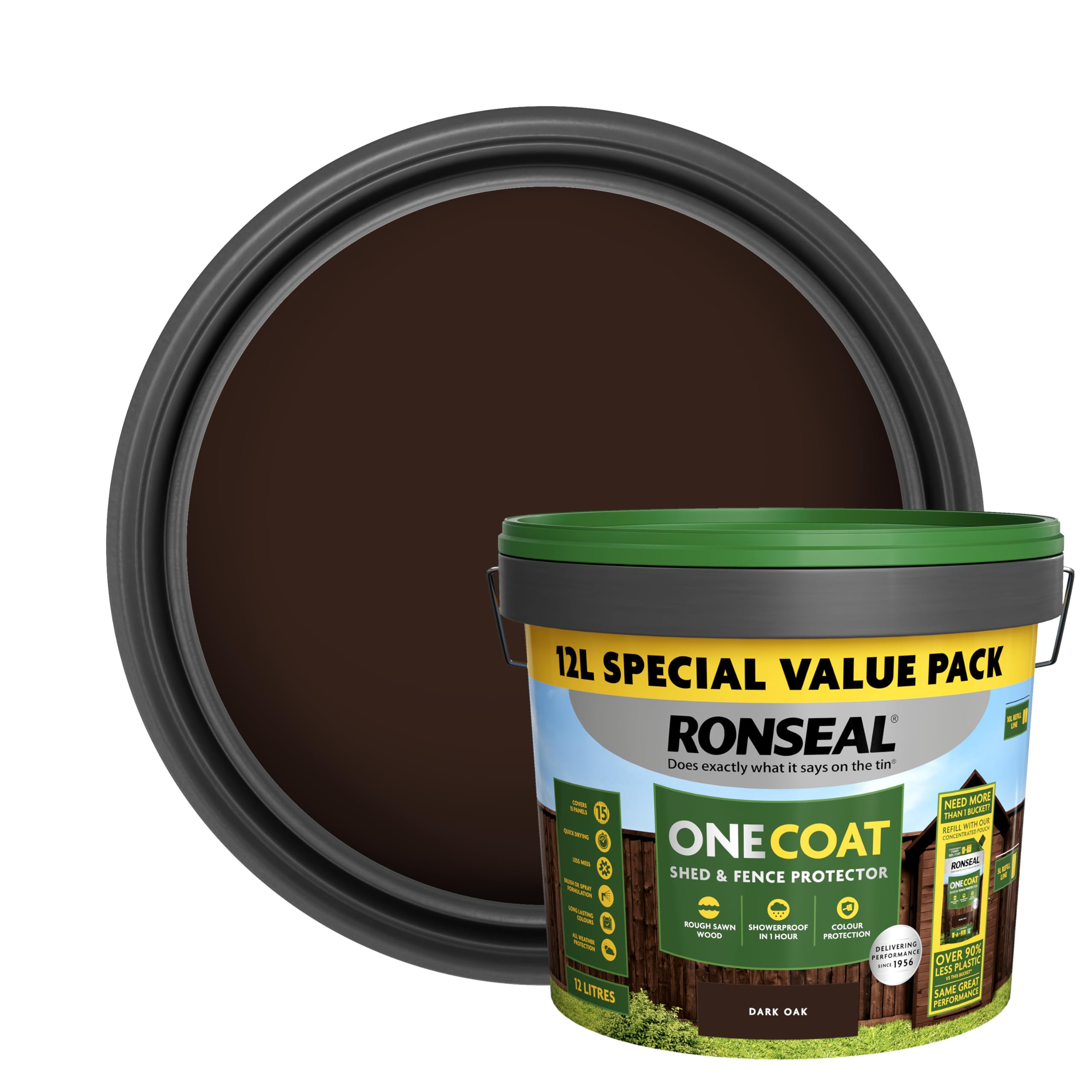 Ronseal One Coat Shed and Fence Protector Dark Oak 12L