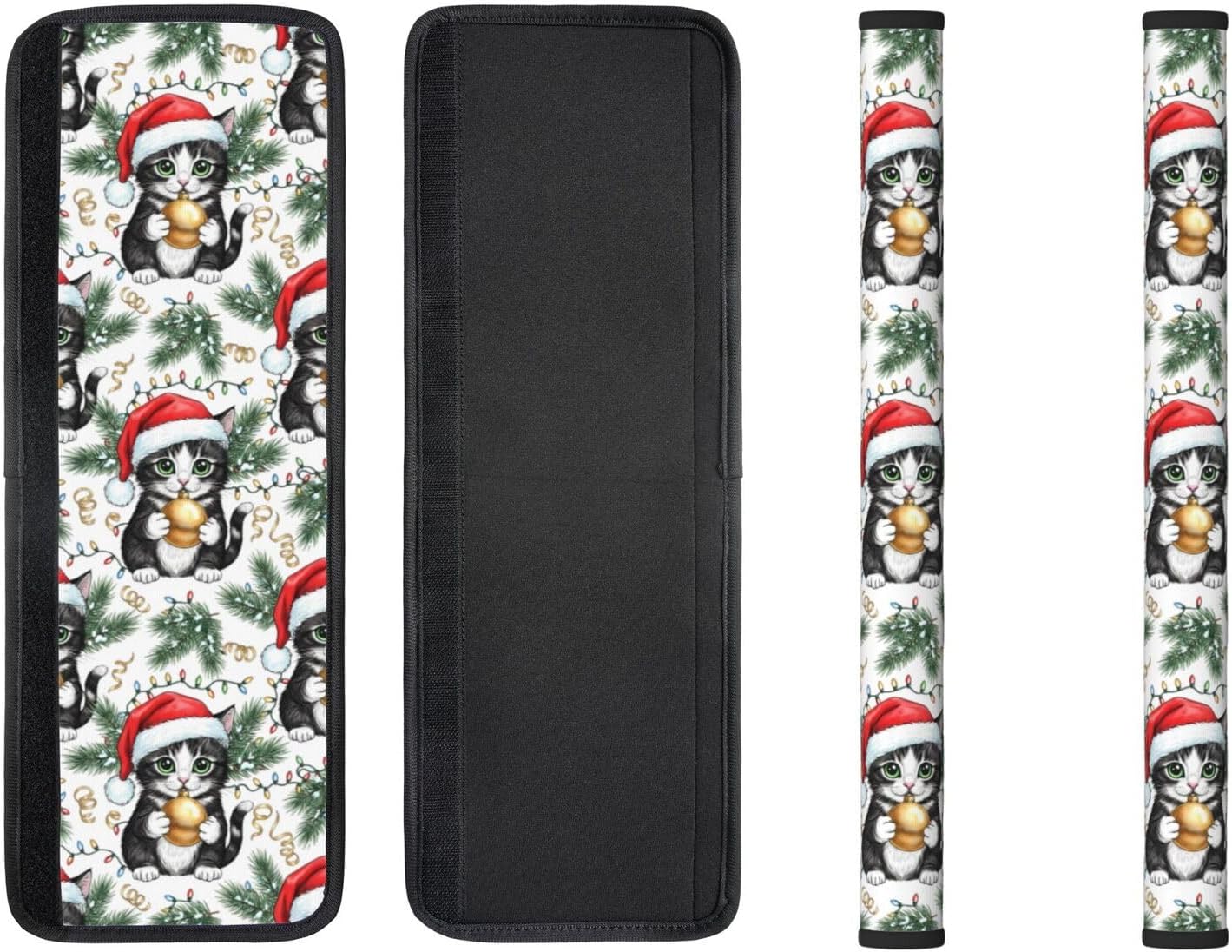 Christmas Refrigerator Handle Covers Kittens Xmas Ball Green Pine Branch Fridge Handle Covers Set of 2 Refrigerator Door Handle Covers for Kitchen Decor Door Handle Covers for Oven Dishwasher