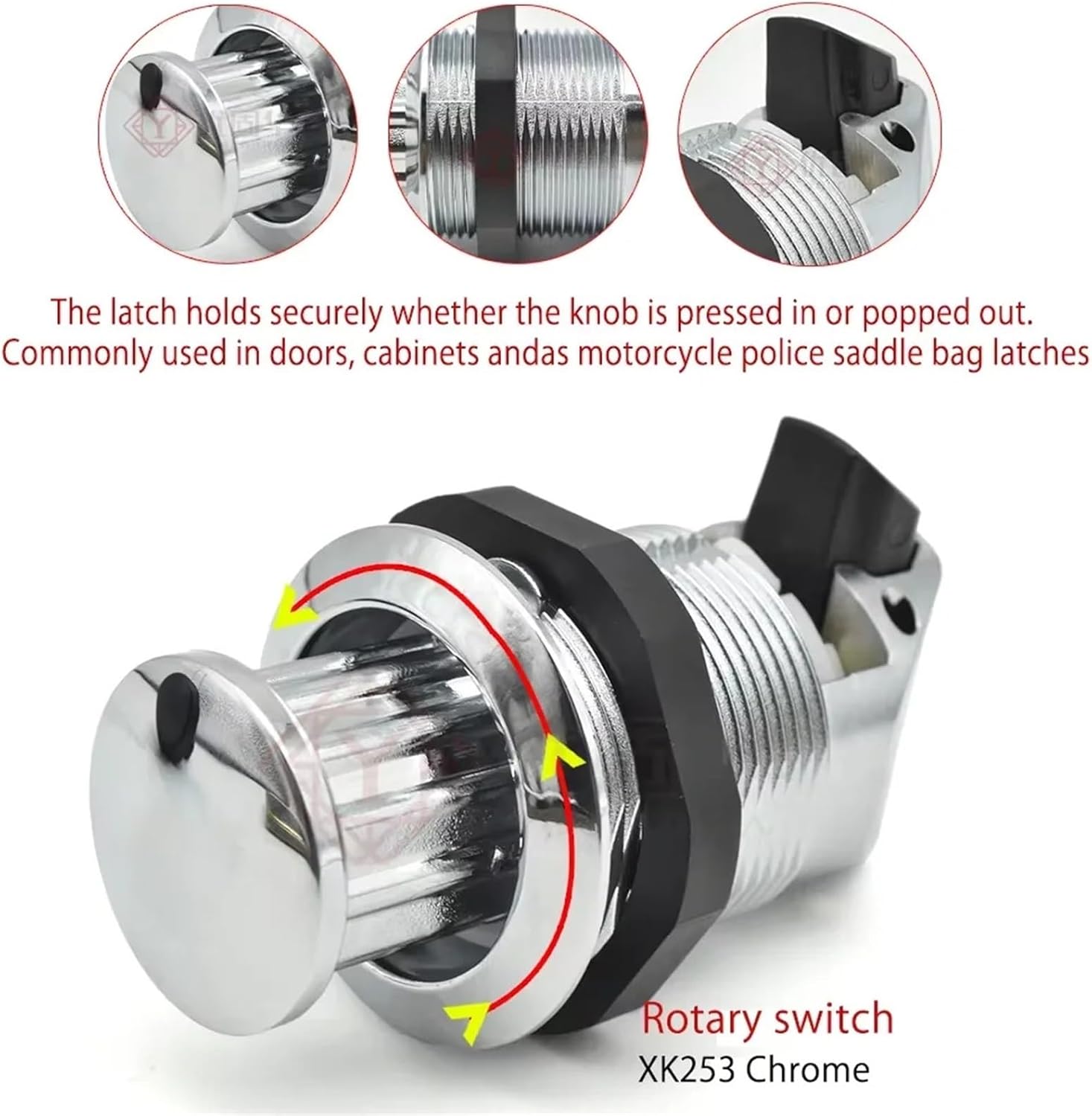 Rotary Push-Type Spring Door Lock RV Yacht Round Button Lock 1Pcs(Chrome)