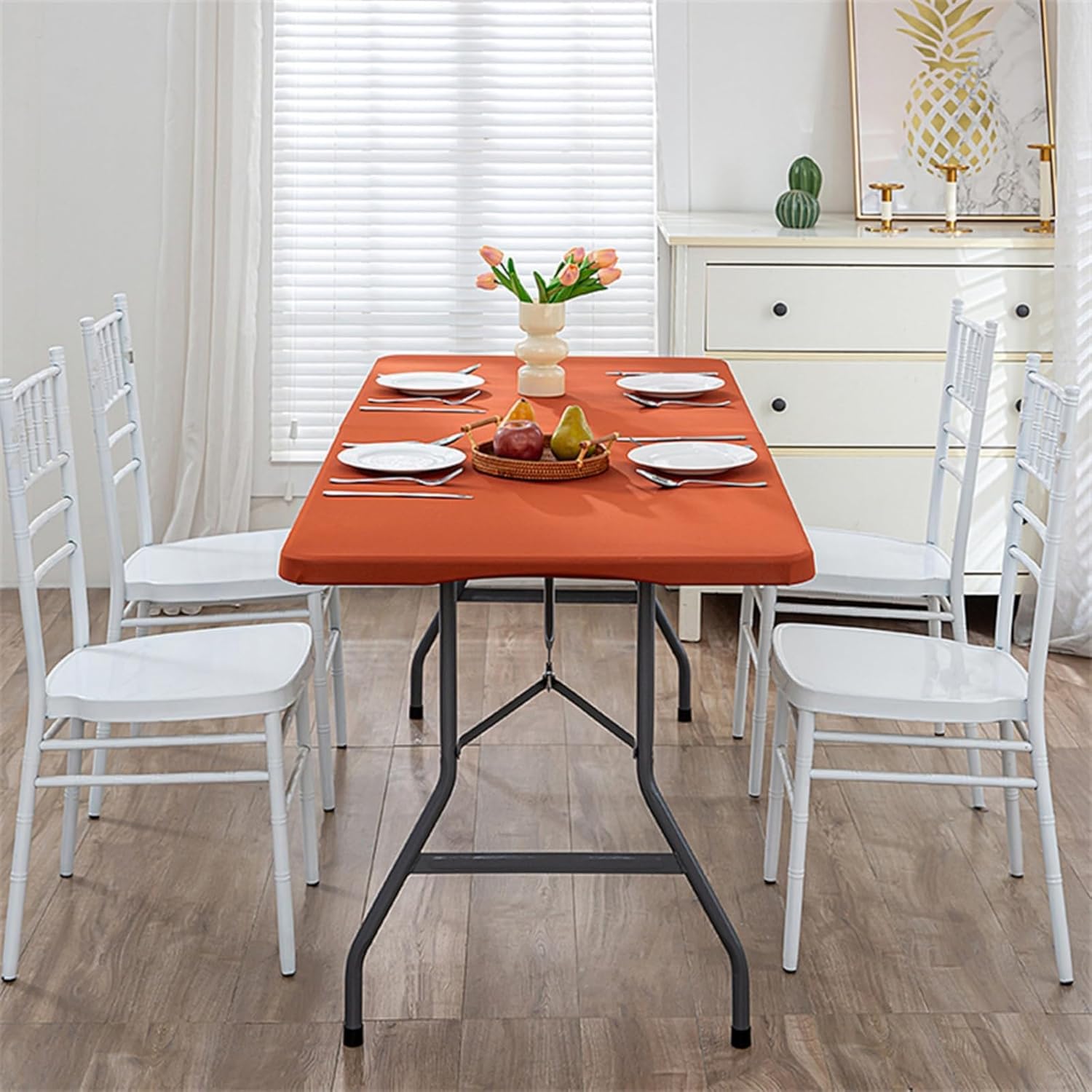 Nappe de bière rectangulaire orange 76x183 cm imperméable pour table de jardin
