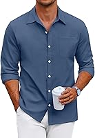 Vista 11 de COOFANDY Camisa Oxford de manga larga con botones para hombre, camisas de vestir de ajuste regular