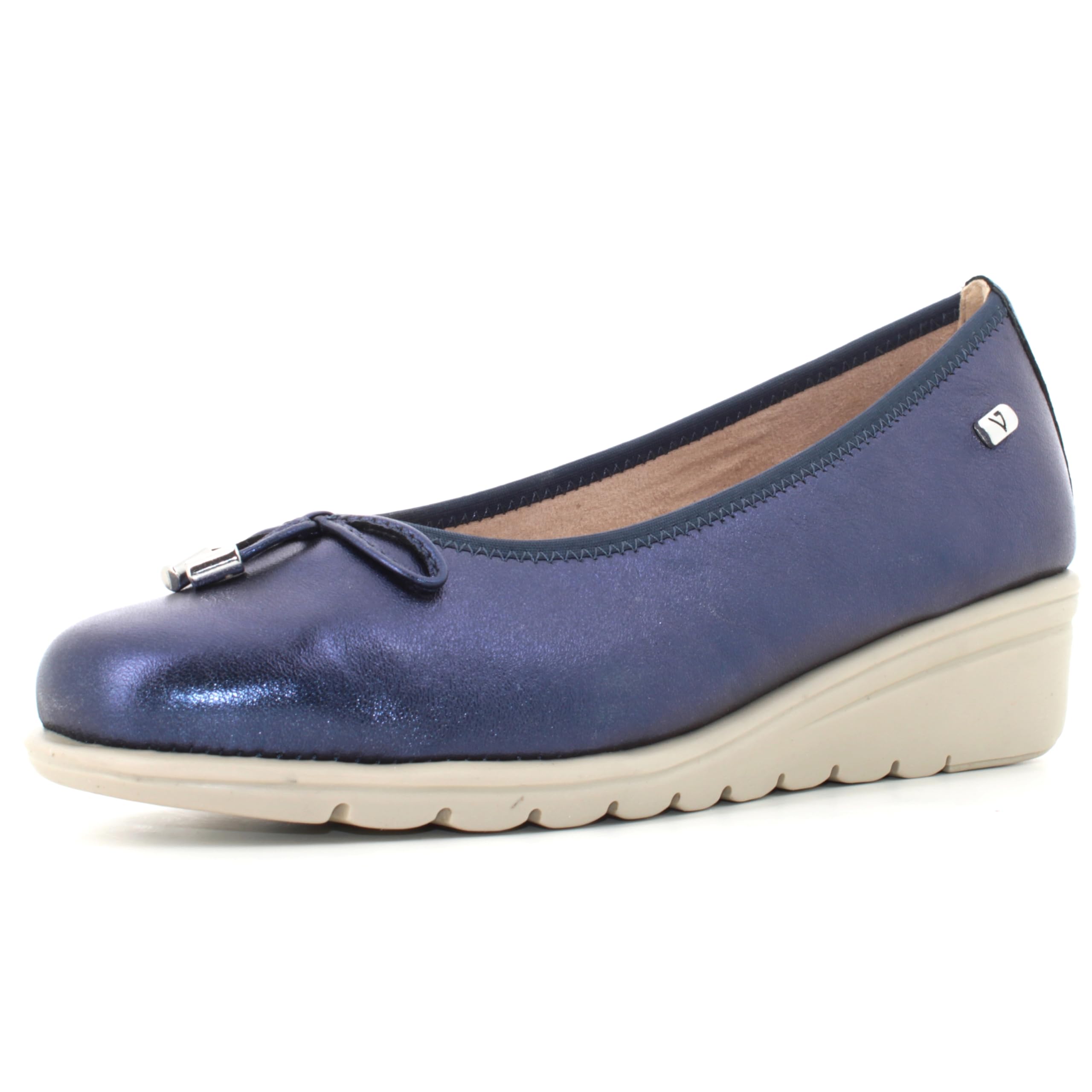 Valleverde VS10330 Nappa Platino Ballerine con Zeppa per Donna in Pelle