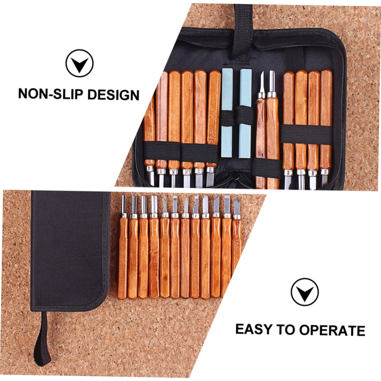 OSALADI Kit di Utensili per Intaglio Legno 14 Pezzi, Metallo e Legno, Impugnatura Antiscivolo, per Principianti, per Basswood e Pino