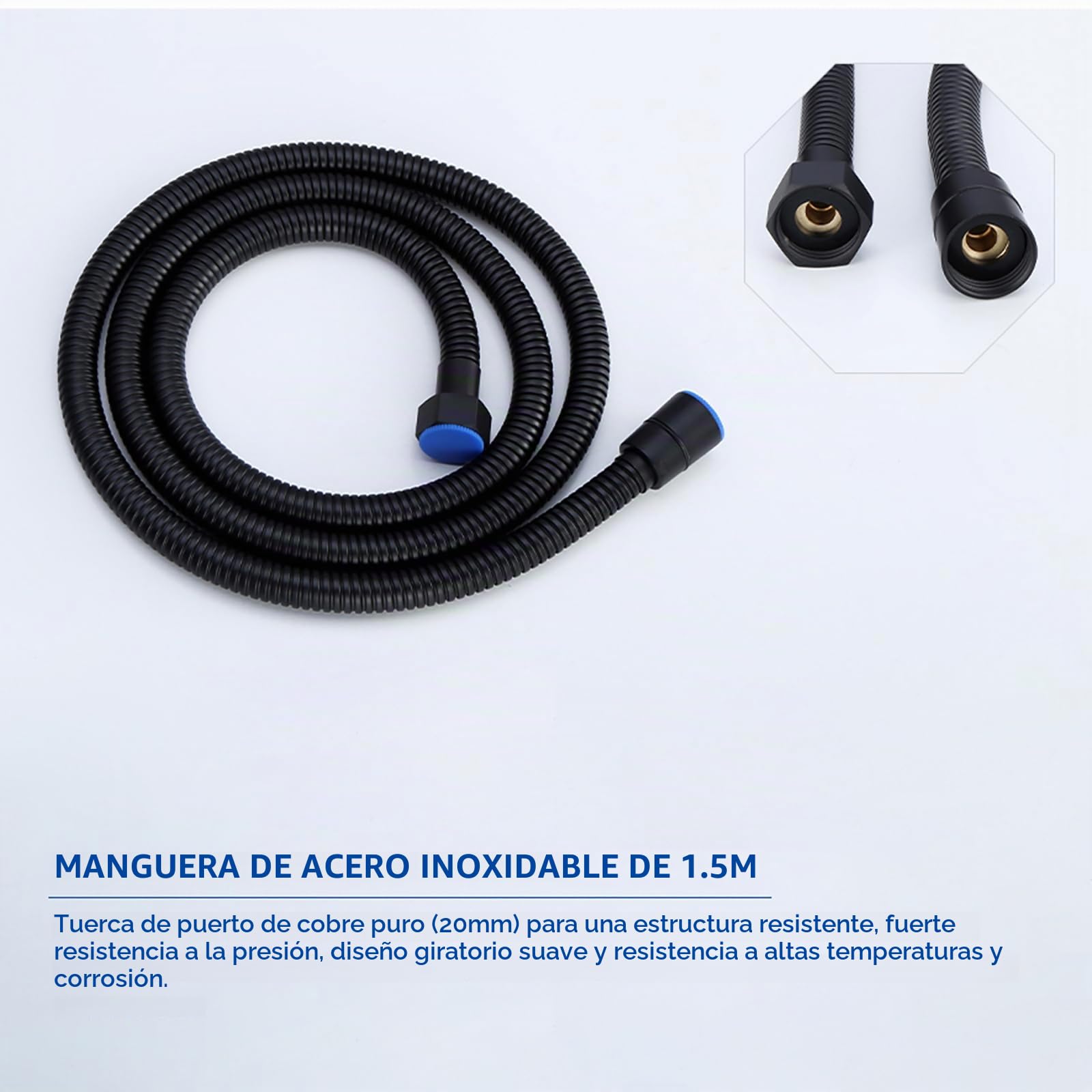 Negro Kit de Rociador de Mano para Inodoro, Agua Fría Rociador de Bidé de Mano en Pared Latón Pulverizador de Bidé de Mano con 1.5M Manguera y Soporte, para Higienico Personal, Duchas, Inodoro