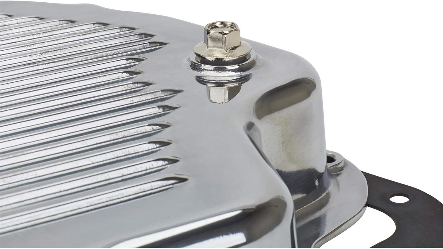 GM TH400 Polished Finned Aluminum Transmission Pan: Enhanced Cooling Design, Includes Drain Plug, Bolts & Gasket, 2-1/4" Depth, Utilizes Stock Fluid Filter for TH400 Automatic Transmission