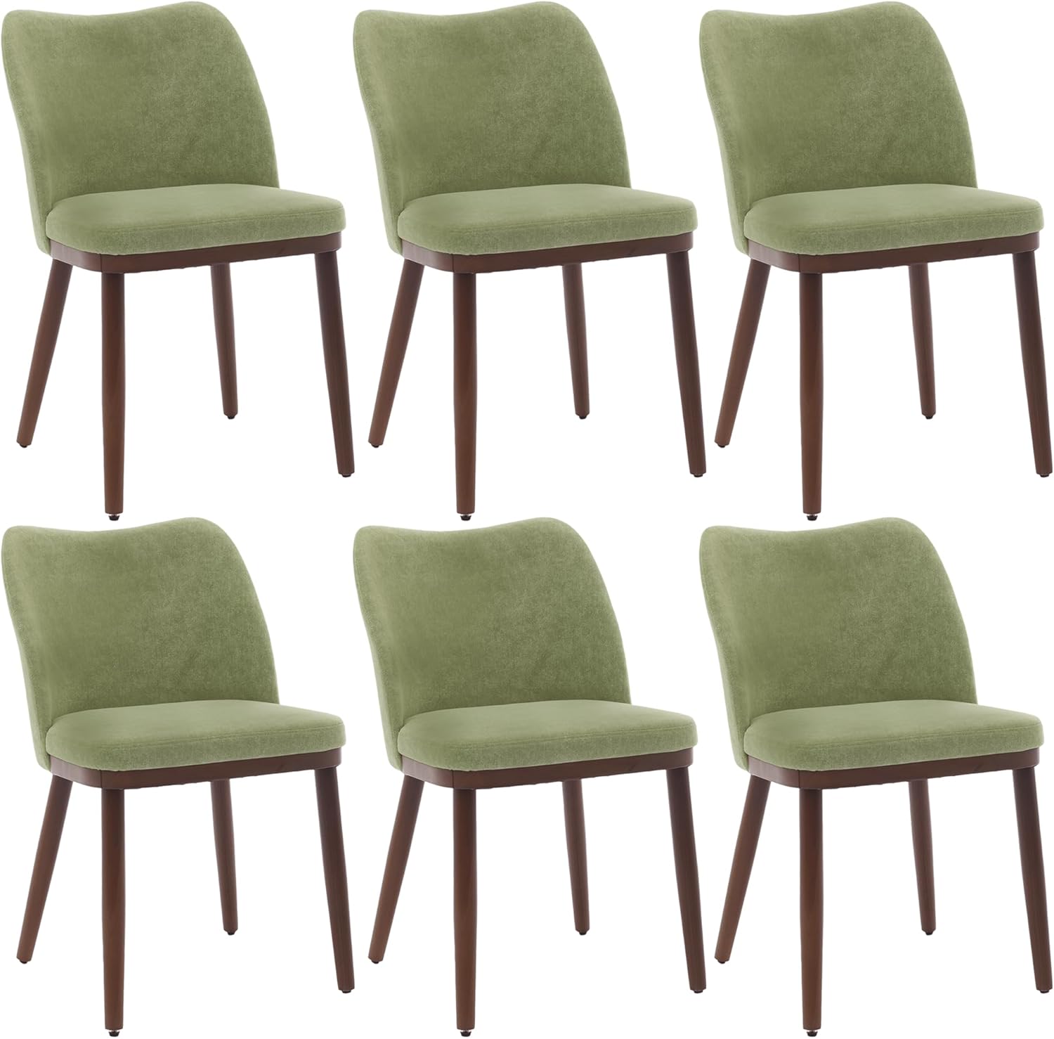 Dining Chairs Set of 2,Fabric Upholstered and Solid Wood Legs,Modern Room Dining Chairs,Thick Cushions Seat,Easy Assembly for Dining Room Living Room Bedroom Kitchen(Green)