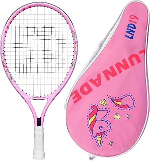 LUNNADE Kids Tennis Racket 19/21/23/25 Inch Junior Racquet with Cover for Boys Girls Ages 3-12 Beginners
