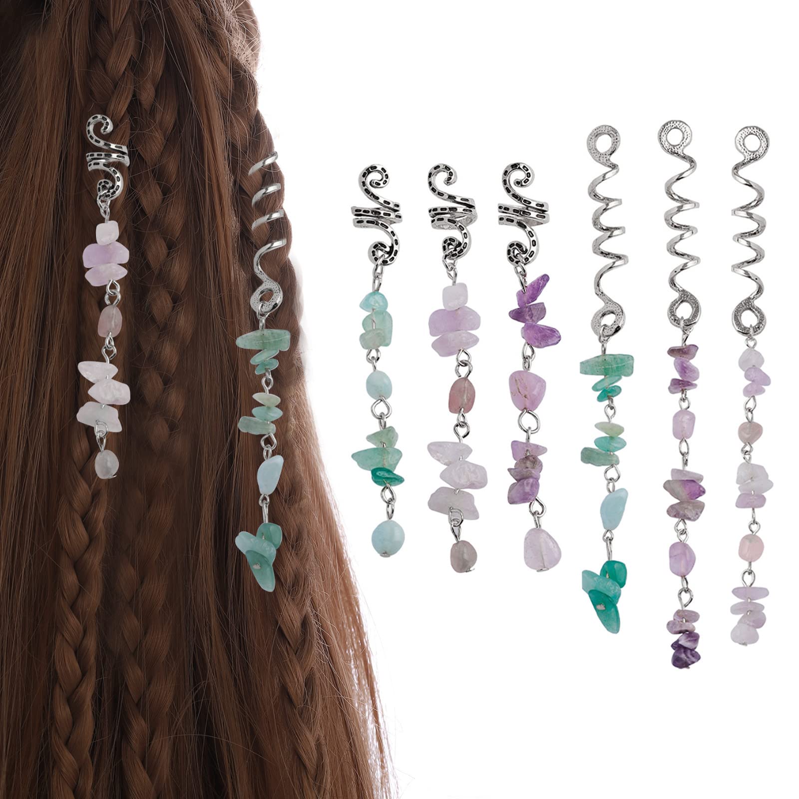 Colored Natural Stone Pendant Hair Jewelry  Accessories Hair Gems pack of 6 816ckNy8wbL.jpg main image 4