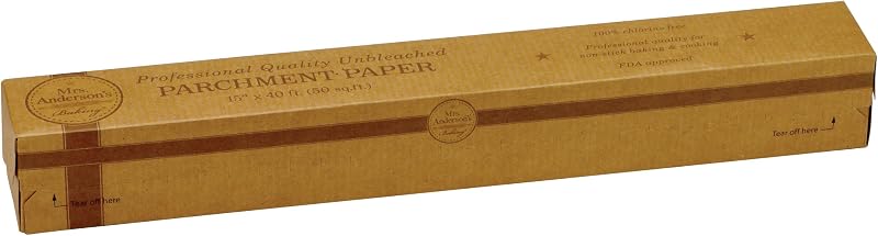 Papel pergamino antiadherente sin blanquear Mrs. Anderson's Baking, calidad profesional, 50 pies cuadrados, 15 pulgadas x 40 pies