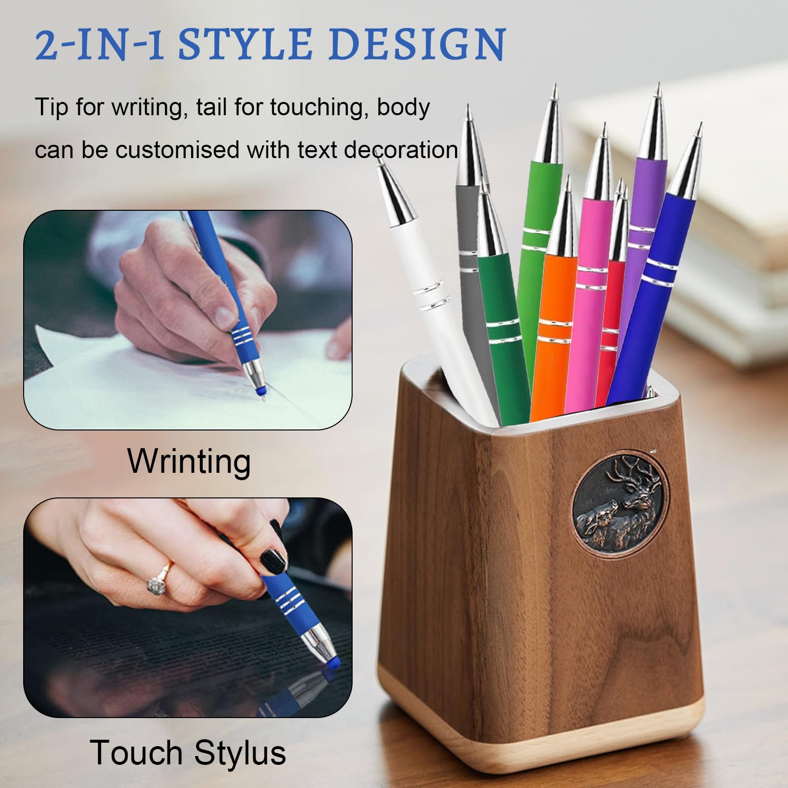 Kugelschreiber Personalisiert Mit Gravur,Personalisierter Kugelschreiber Set,Personalisierte Kugelschreiber Mit Touchpen,Kugelschreiber Hochwertig Mit Gravur(Dunkelgrau,100 stück)