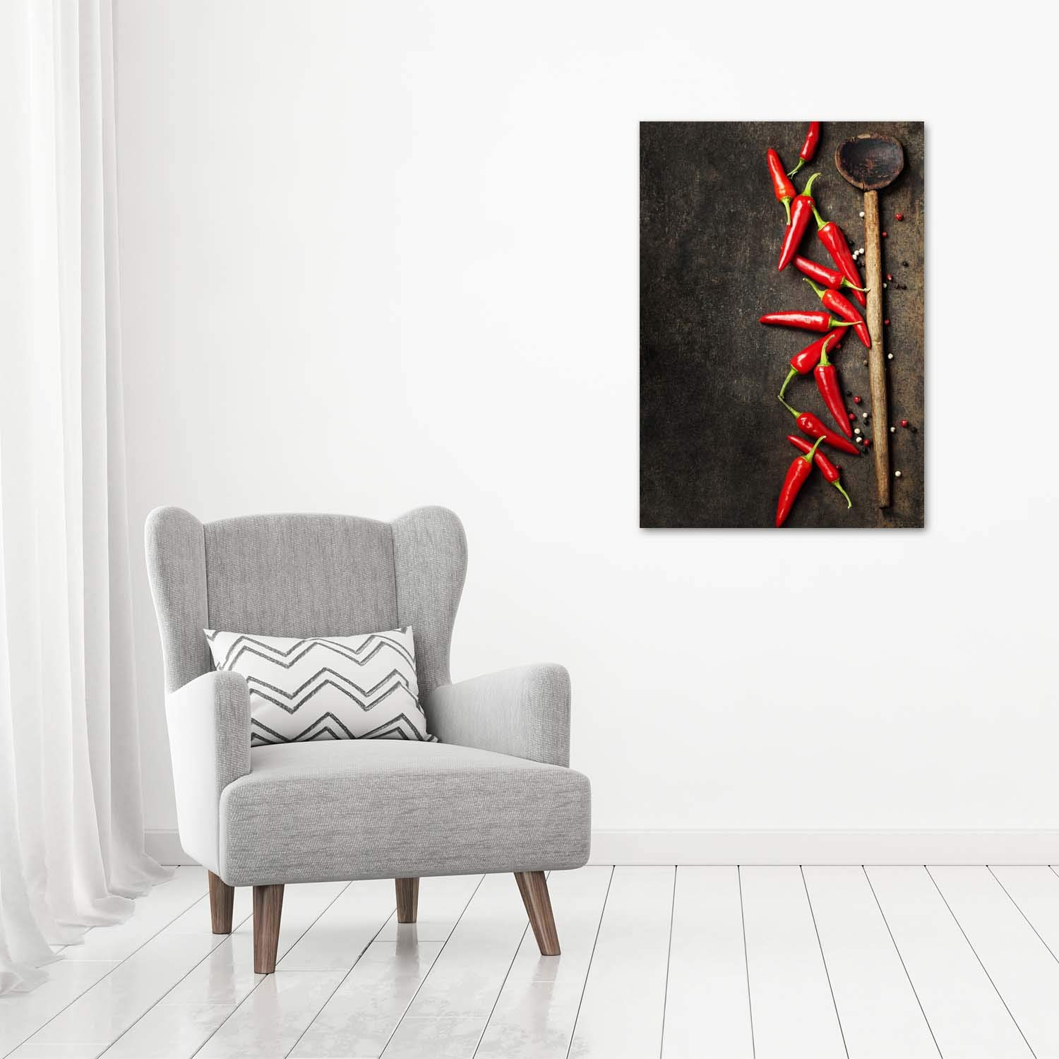 Tulup Impression sur Verre 70x100 cm Image Tableau Photo décorative panoramique pour la Cuisine et Le Salon - Nourriture et Boissons - Piments - Rouge