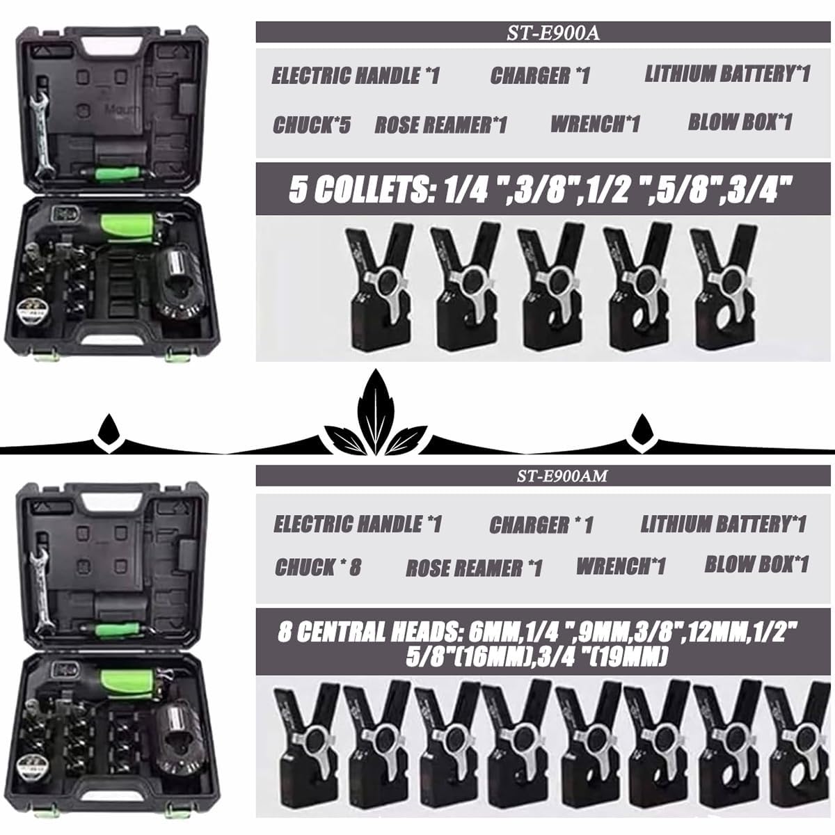 Juego de Herramientas de abocardado eléctrico Profesional con 8 Accesorios, Herramienta de abocardado de Tubos de Cobre, for Tubos de Freno y Aire Acondicionado