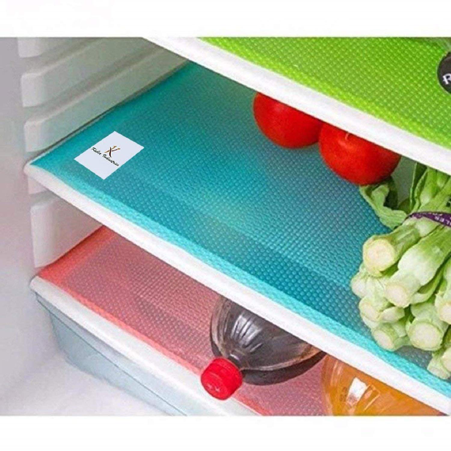 Kuber Industries Polyvinyl Chloride Multipurpose Refrigerator Drawer Mat|Circle Design & Water Proof Pvc Material|Size-48 Cm X 33 Cm,Pack Of 6 (Multicolour)-picture-38