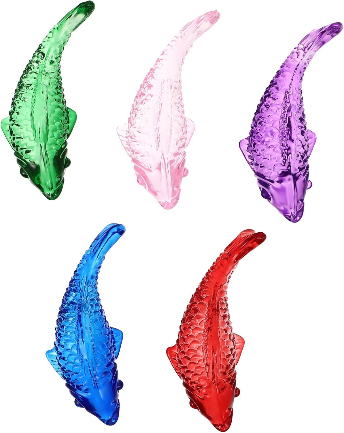 Gatuida Crystal Fish Figurines 5 Pack White Crystal Blue Home Decor