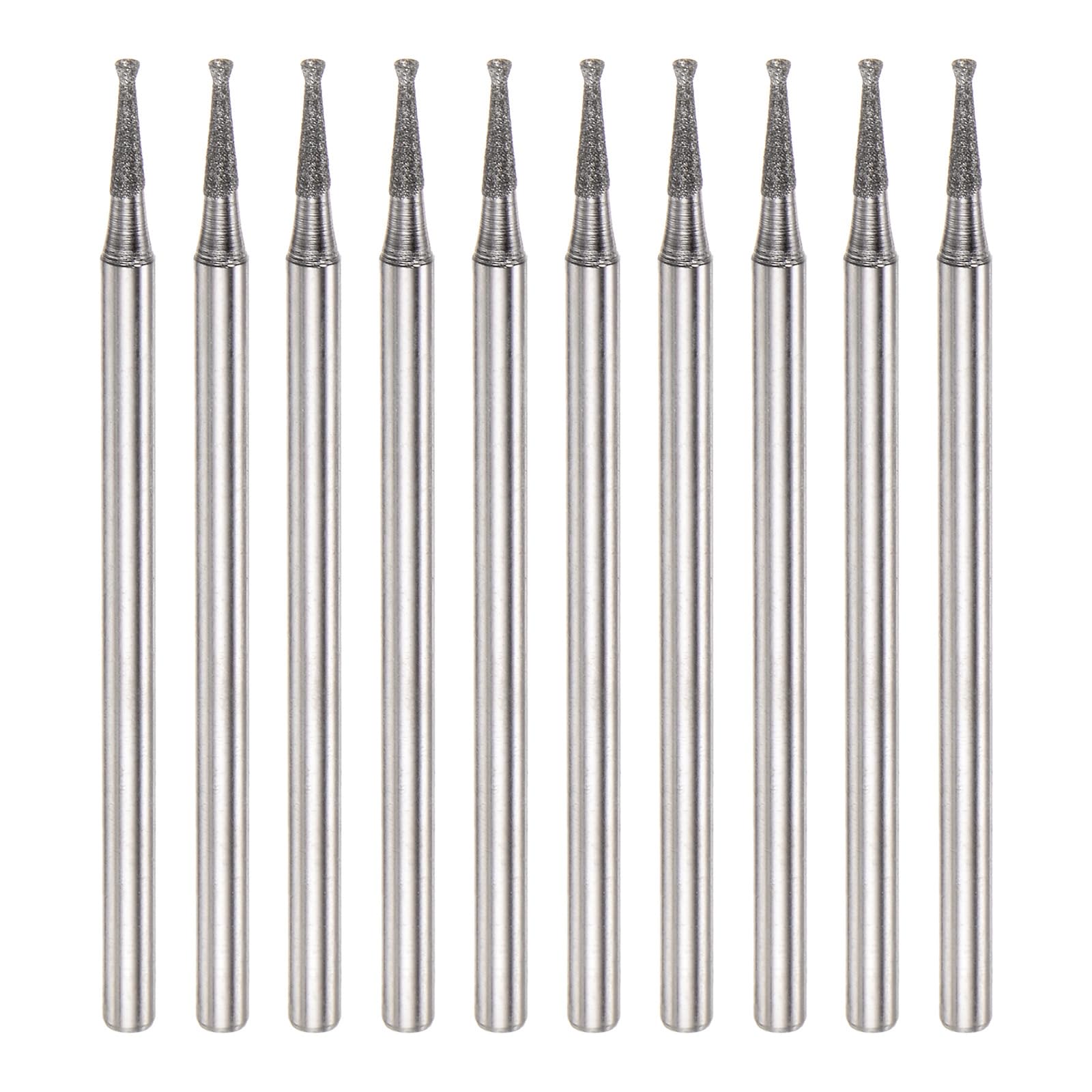 QUARKZMAN 10Pz Punte Rettifica Diamante 1 Mm Diametro, Asta 3/32", Trapano Intagliare Testa Sferica, Strumento Rotante Rettifica, Lucidatura, Incisione Giada, Gioielli, Pietra, Ceramica.
