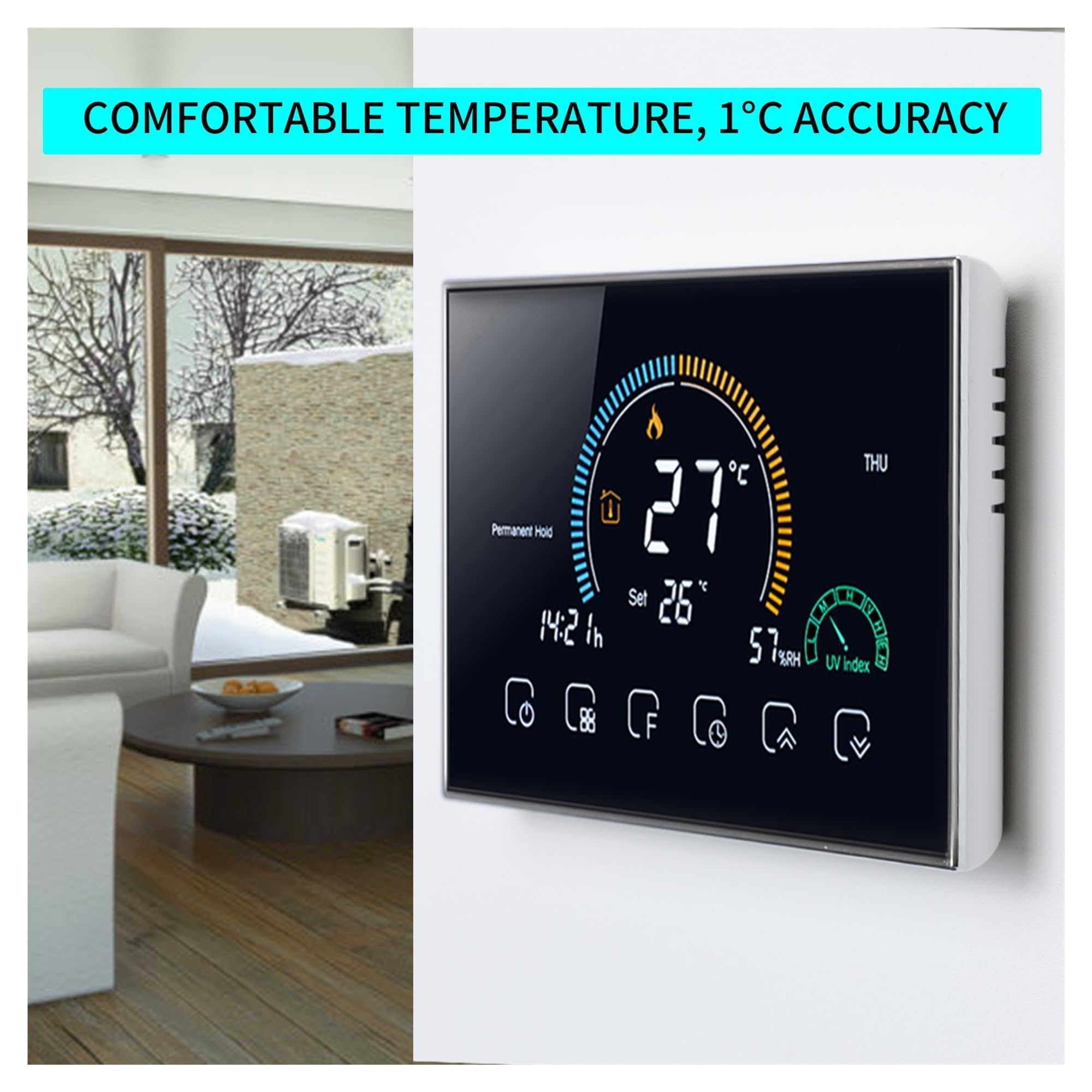 Termostato Intelligente Tuya WiFi - Controllo Riscaldamento E Raffreddamento Con Comando Vocale, Per Fan Coil A 3 Velocità - Foto 13