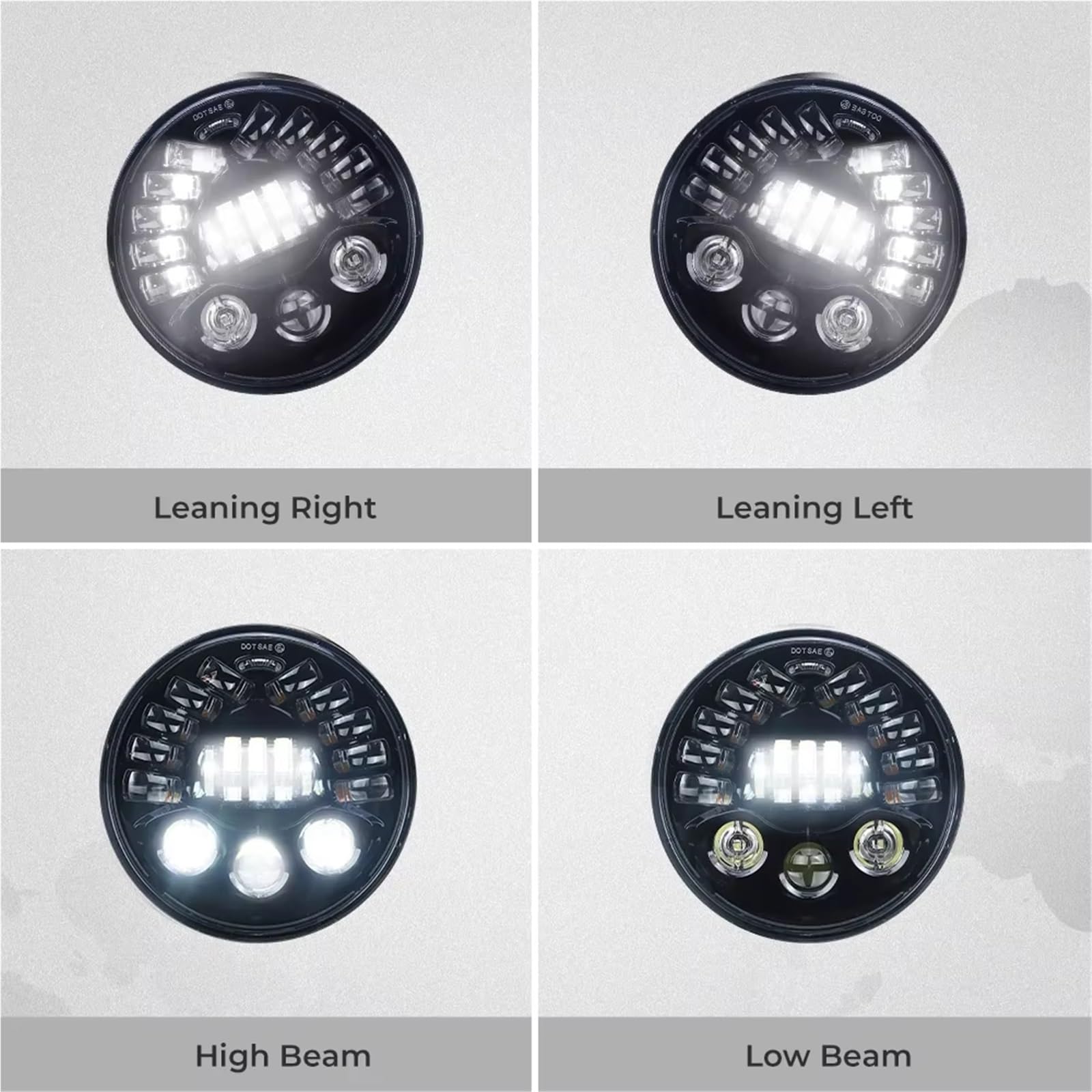 Fari Per Moto Per FLD Per Softail Per Nightster 883 Per Touring Faro Adattivo Da 7 Pollici Universale Faro Anteriore Moto(Adaptive Chrome)