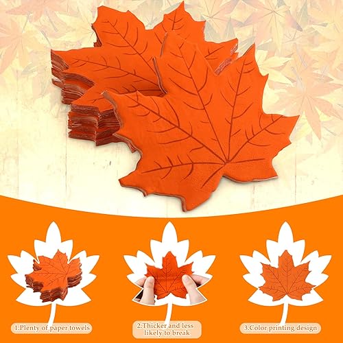 Miniatura 3 de 100 servilletas de papel desechables de otoño, Día de Acción de Gracias, servilletas de otoño de papel para suministros de fiesta, mesa de comedor,