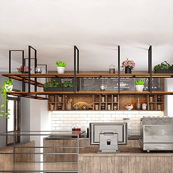 ヴィンテージ吊り下げ棚 Amazon｜インダストリアル キッチン ヴィンテージスタイル 天井