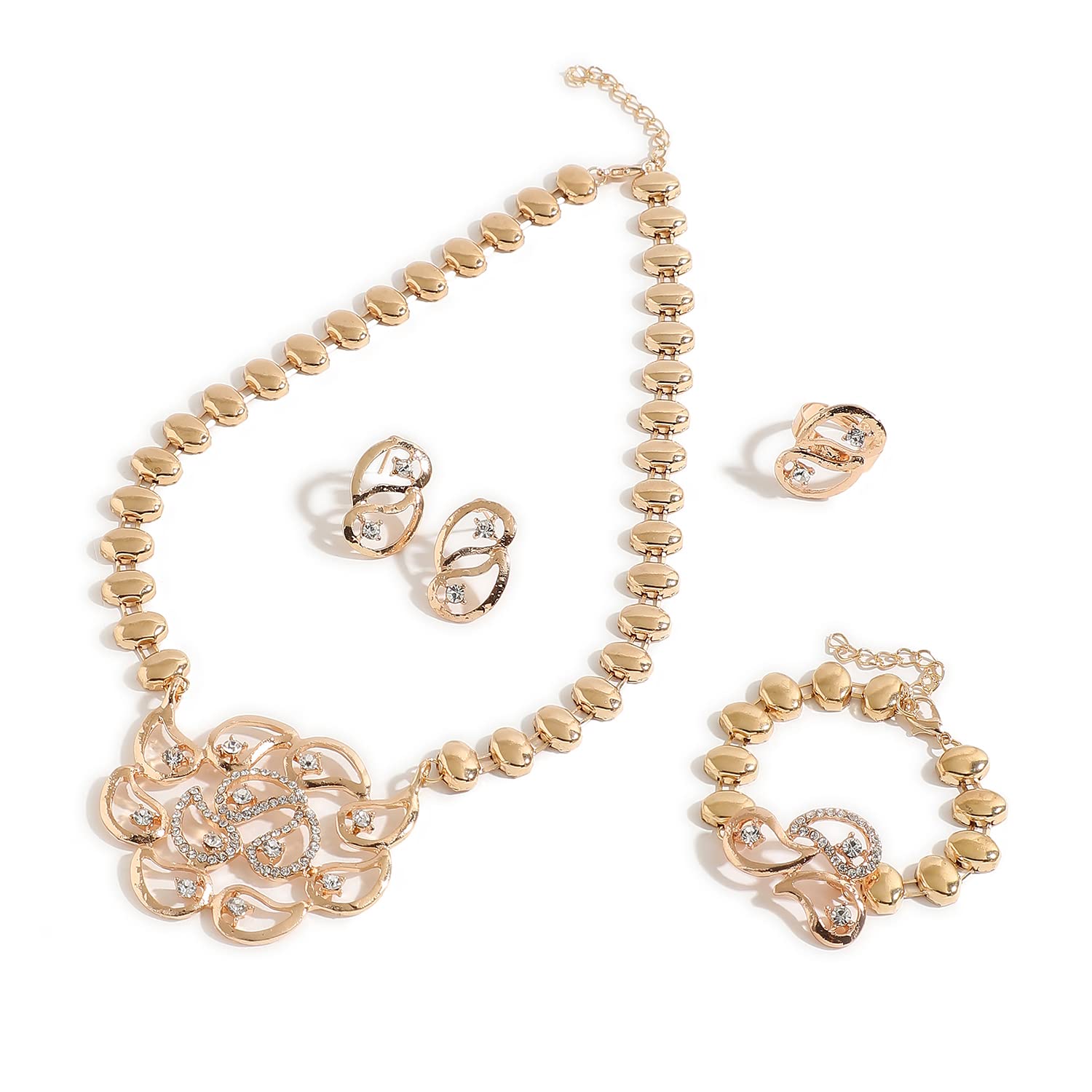 SOHI Gold Plated stones Designer Jewellery Set, Necklace, Earrings, Bracelet & Ring | Indo-western jewellery set for women, gold plated jewellery set for women traditional, Alloy |7222 (B0BH52N69G) Amazon Price History, Amazon Price Tracker