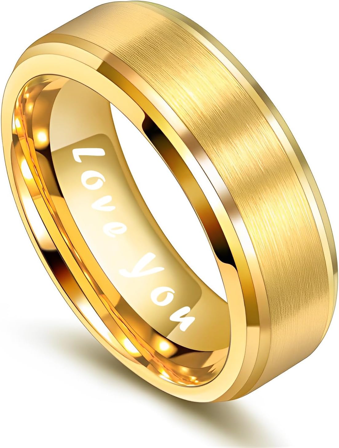 10k/14k/18k Gold Wedding Band for Men Flat Matte Brushed Wedding Ring Comfort Fit for Men Women Personalized Solid Gold Engagement Ring 2/4/6/8mm Size 4-15