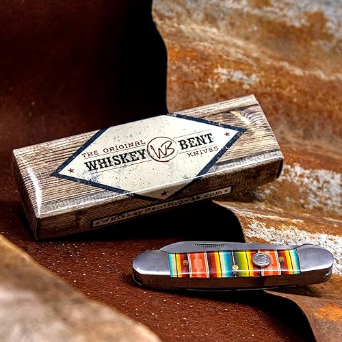 Miniatura 7 de WHISKEY BENT HAT CO. Navaja plegable tradicional de canoa de 3.63 pulgadas, longitud cerrada, cuchillas de acero inoxidable 440C (Serape Sunrise)