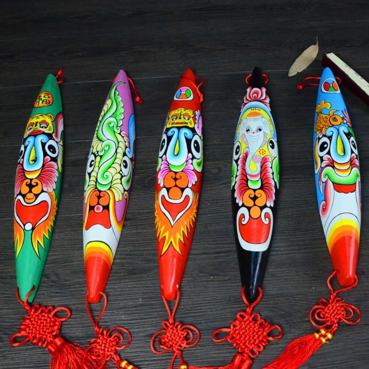 Hand Carved Traditional Wooden Mask,Chinese Opera Masks，Wood Hanging Asian Mask,Hand Carved Painted Wooden Mask