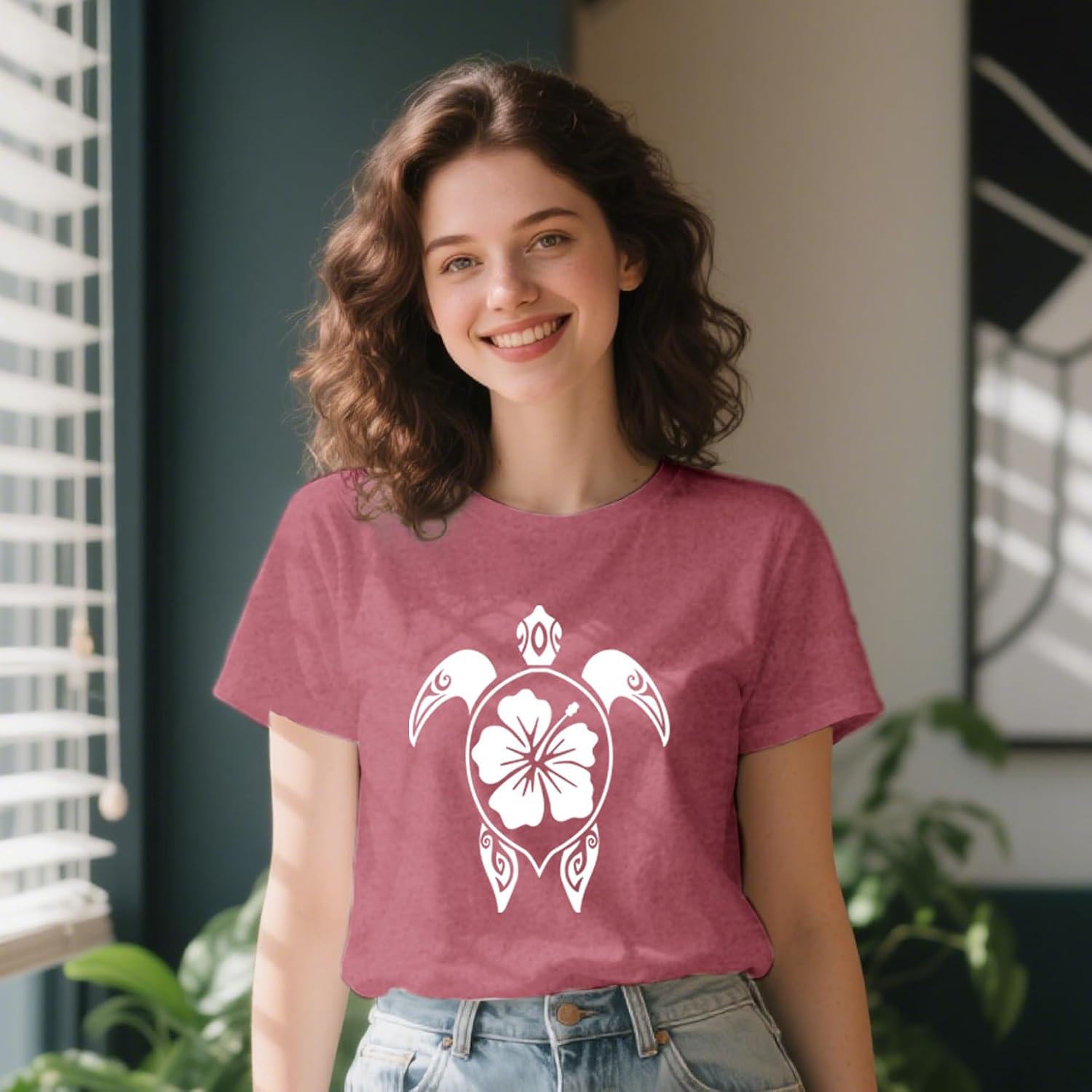 Sea Turtle Shirts for Women Hawaiian Turtles T-Shirt Beach Vacation Tee Tops - Image 2