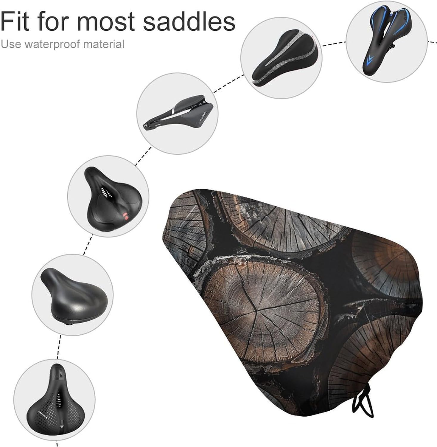 Waterproof Bicycle Seat Covers Round Cut Wood Bike Seat Cover image 3