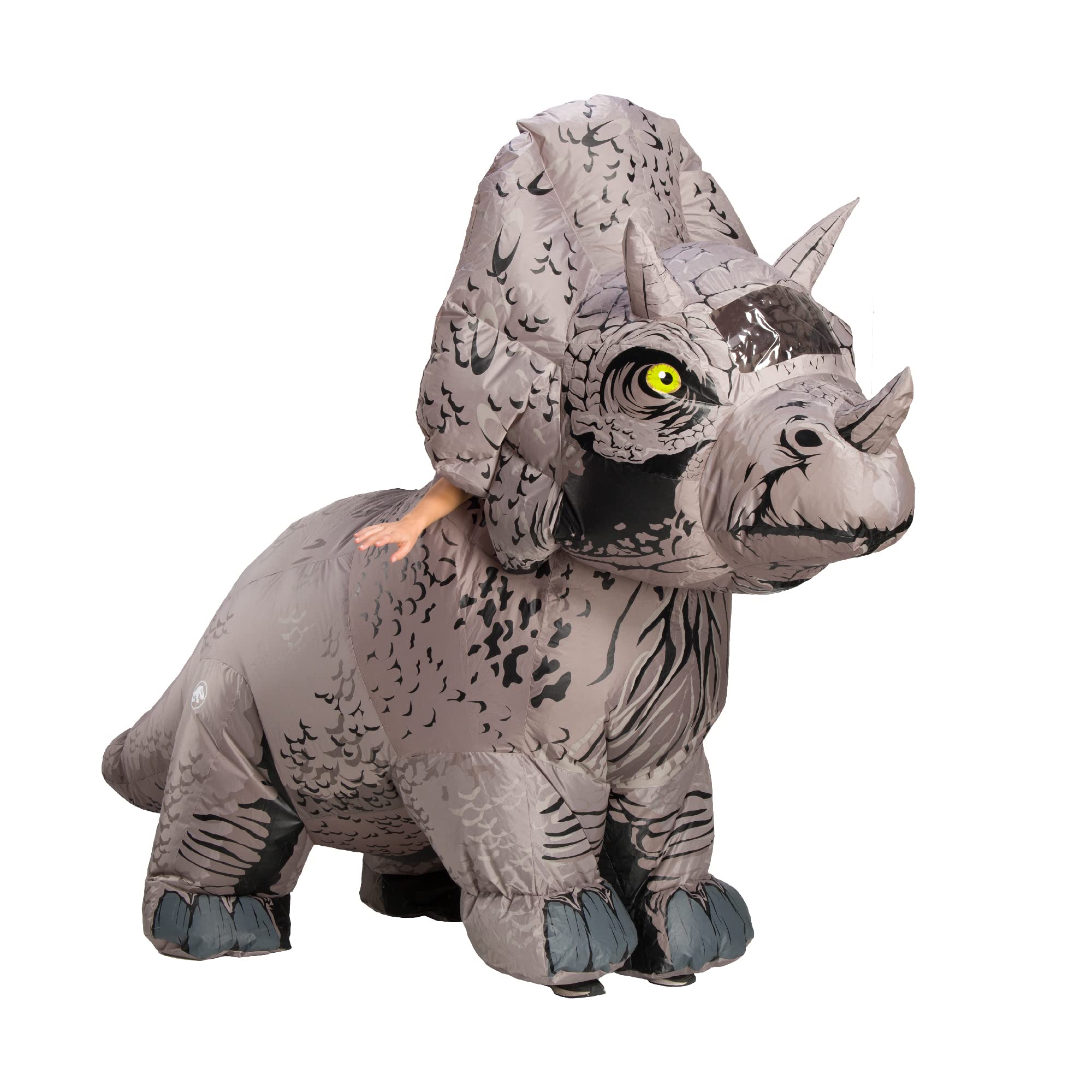 Rubies Disfraz oficial de dinosaurio inflable de Jurassic World Triceratops para adultos, talla única para Halloween