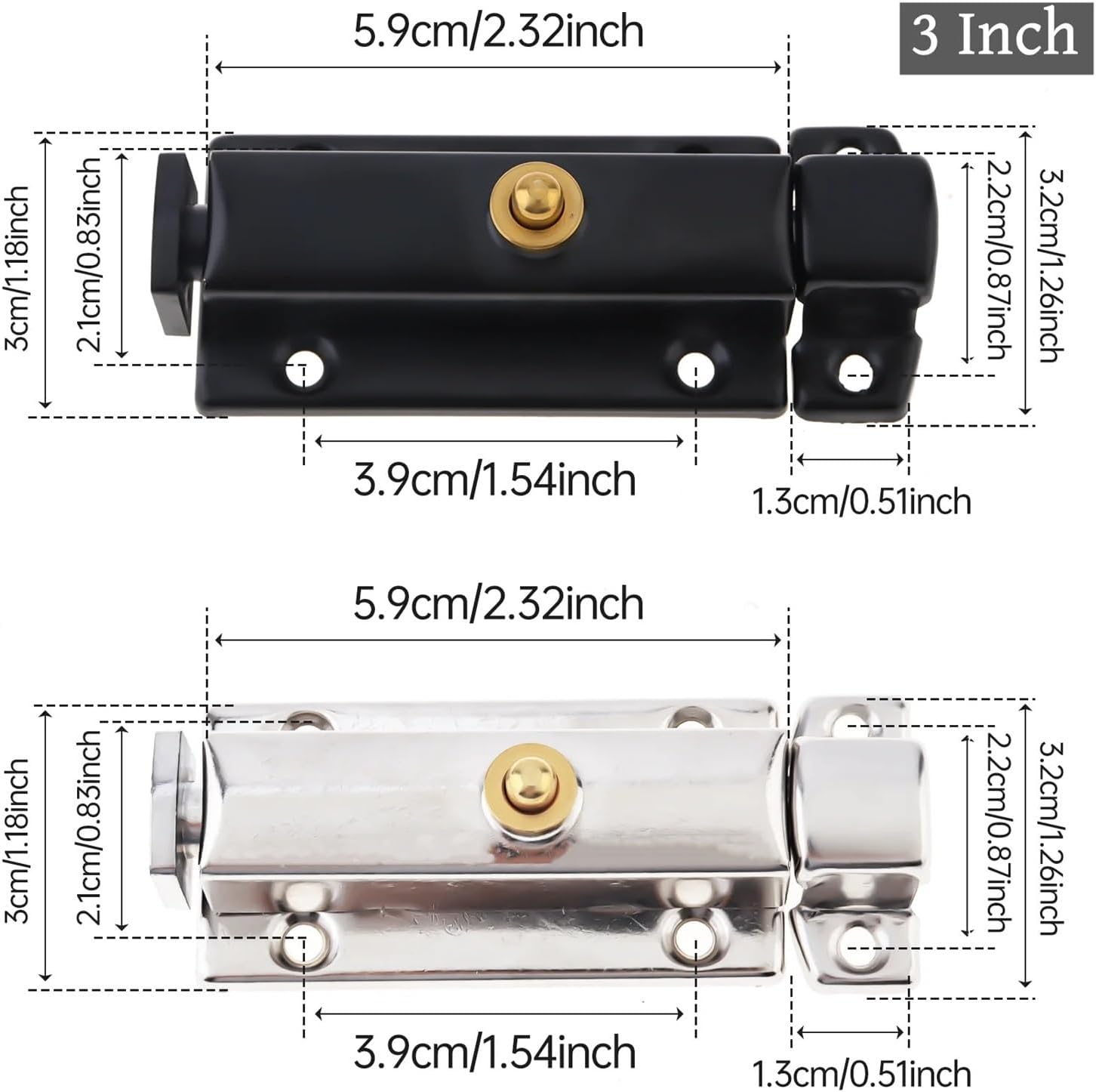 Barrel Bolt Latch Barrel Bolt Latch 4Pcs Stainless Steel Automatic Spring Door with Screws