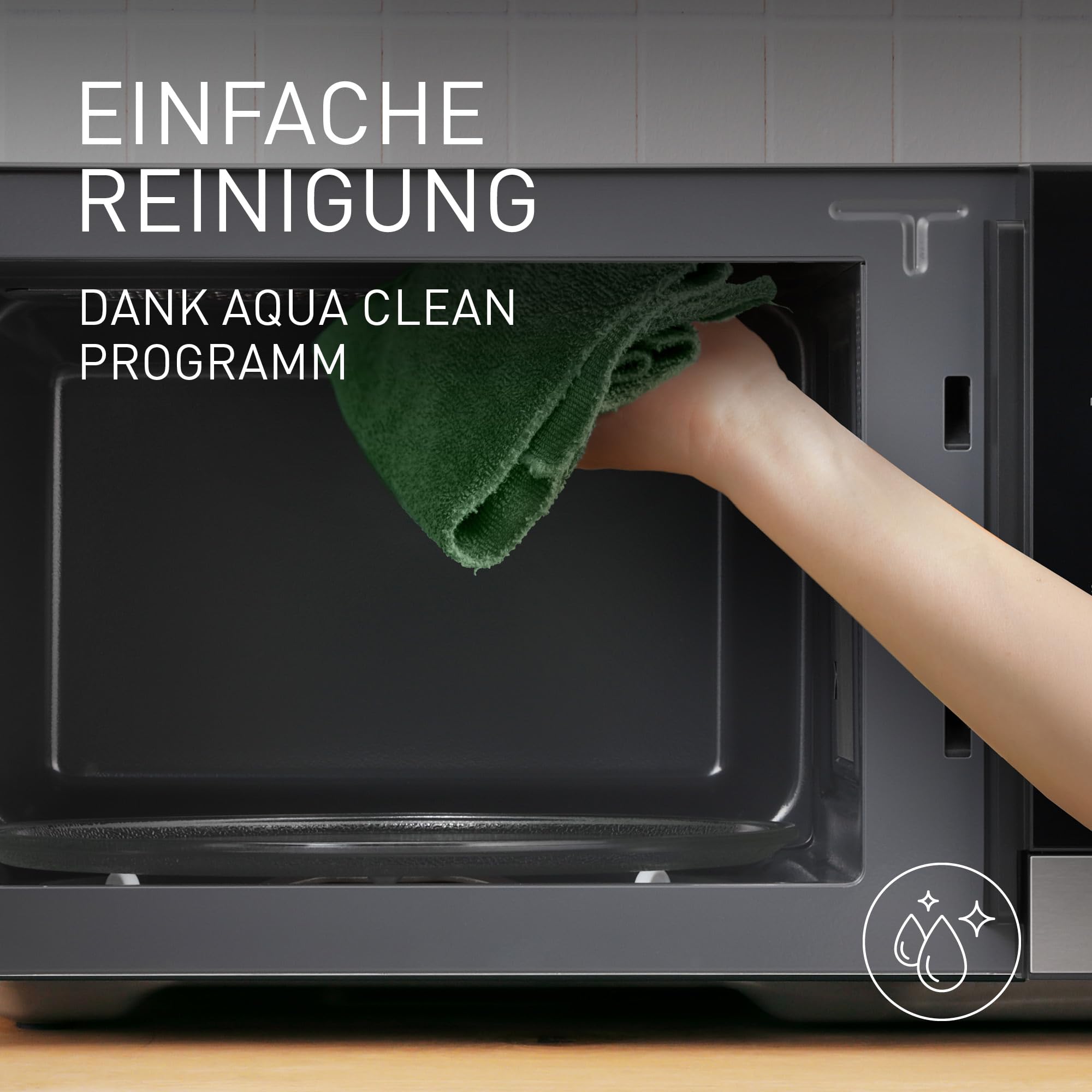 Panasonic NN-GD38QSEPG 29L Grill-Mikrowelle mit Steam+ Pot, 1000 W, automatisches Auftauen, Kombinationsgaren, Timer, Schwarz & Edelstahl