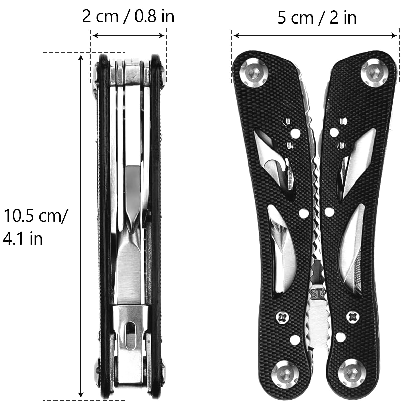 Poeland Multitool Zangen Set Edelstahl Schraubendreher Werkzeug mit 11 Schraubendreher-Bits Schwarz 10 Pack