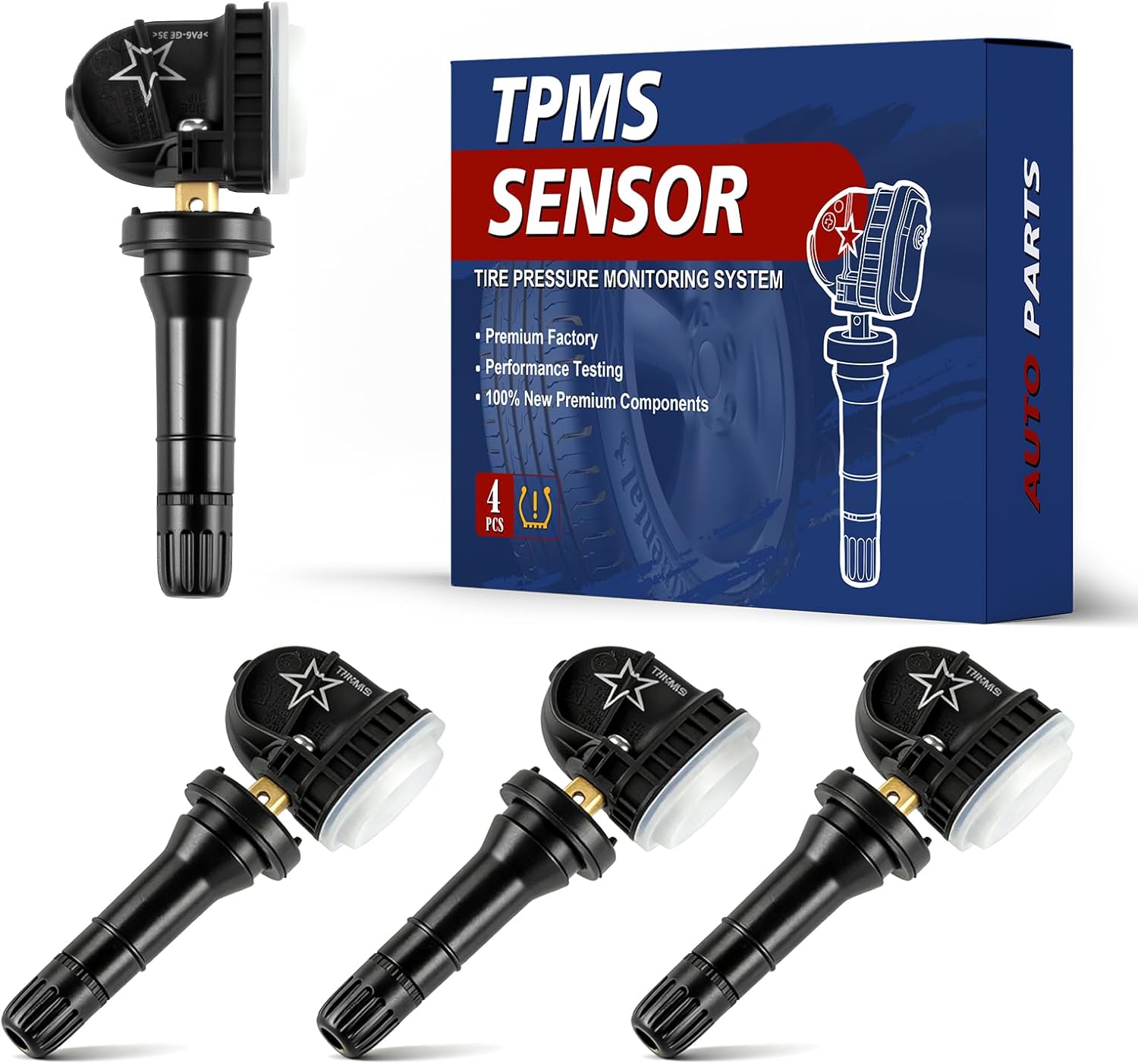 Tire Pressure Monitoring Sensor Fits for Chevy 2007-2016 Silverado 1500 2500hd 3500hd 2007-2020 Tahoe 2015-2020 Suburban for:Cadillac 2007-2016 Escalade 4PCS 315MHz OE-13598771 13586335