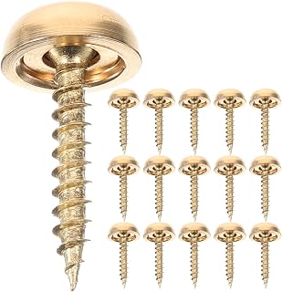 16pcs Gold Brass Decorative Screw Caps with 13mm Covers | Curved Head Design, Integrated Fitting, Mirrors Windows Carpentry Projects, High Gloss Brass Finish
