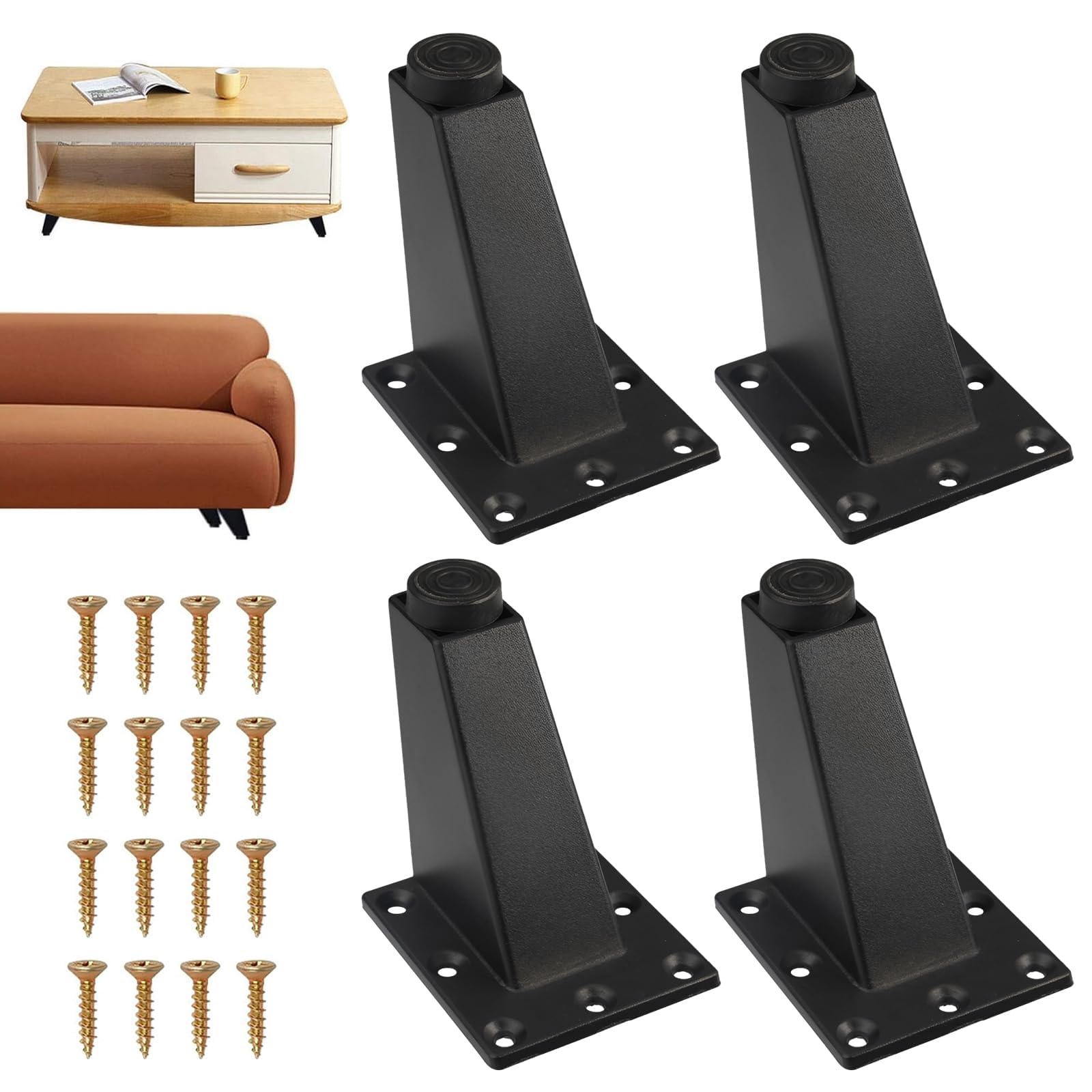 4Pcs Furniture Legs 8cm Heavy Duty Furniture Feet 5mm Adjustable Sofa Feet