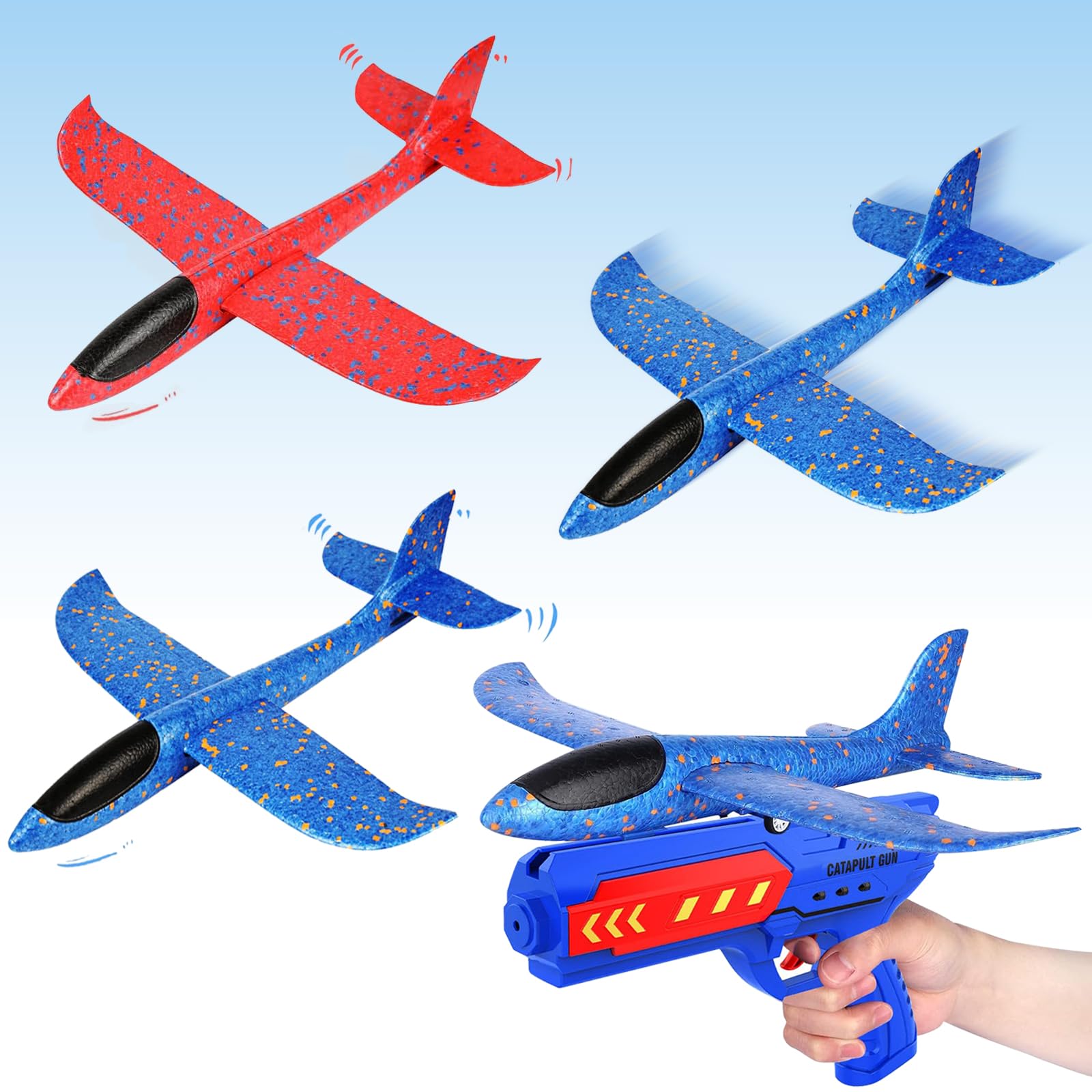 Lancio di aliante in schiuma con catapulta aereo pistola schiuma aliante catapulta lanciatore aereo tiro giochi all'aperto per bambini