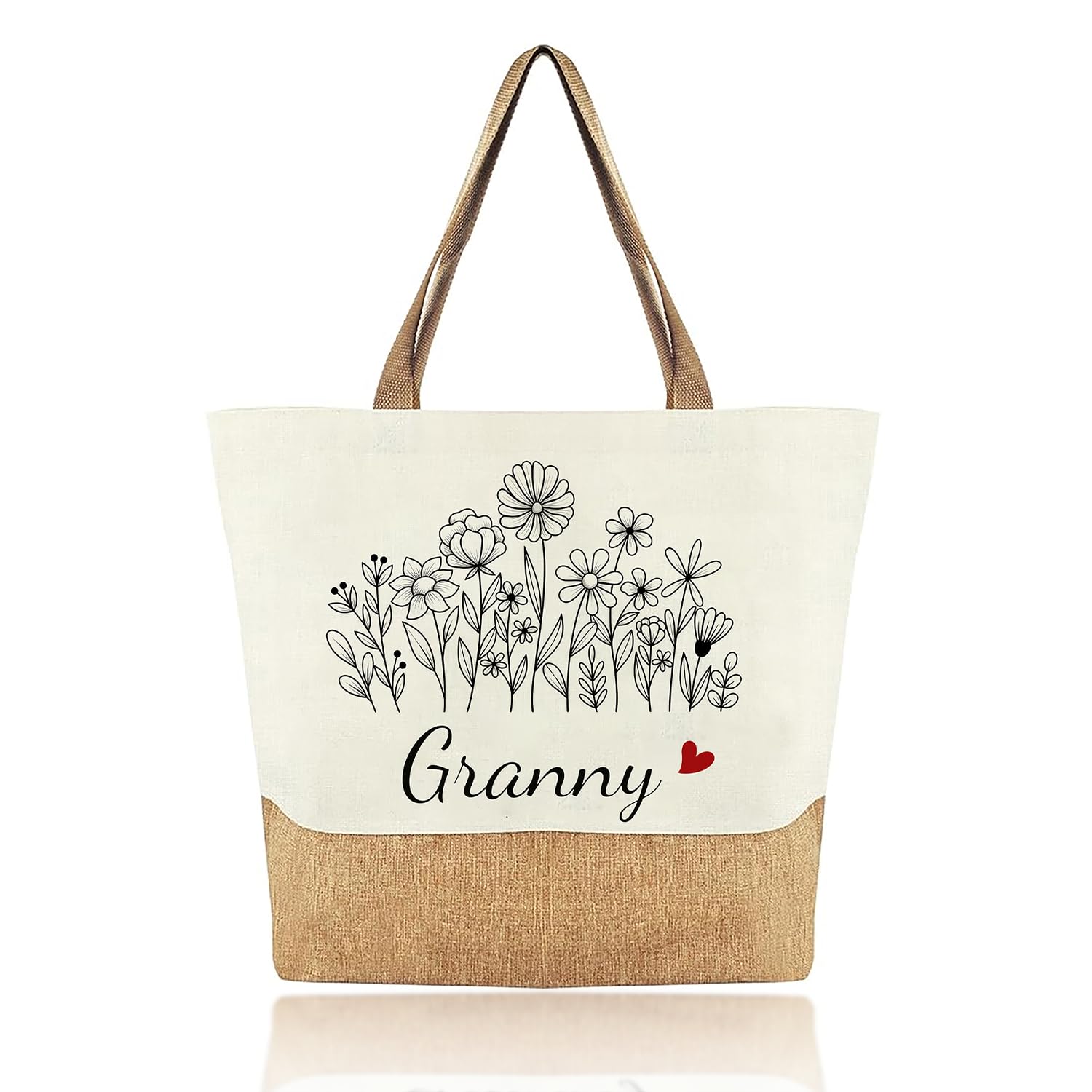 Granny Gifts Tote Bag, Soft Cotton Linen Bags for Women, Skin-Friendly Durable Lightweight Tote for Grocery Shopping, Daily Walks, Home Storage, Ideal Gift for Grandma on Birthday, Mother's Day