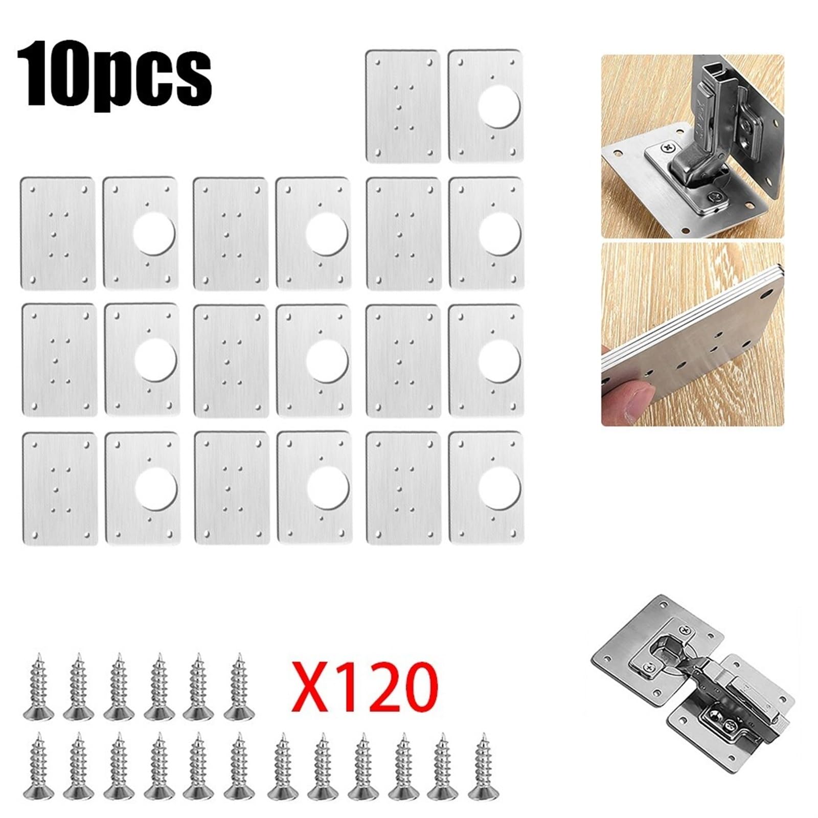Płytki naprawcze zawiasów ze stali nierdzewnej Szafka kuchenna Szafa Szafa Okno Zawias do drzwi Naprawa Narzędzie do mocowania Okucia meblowe (Color : 10pcs 0.7mm AB)