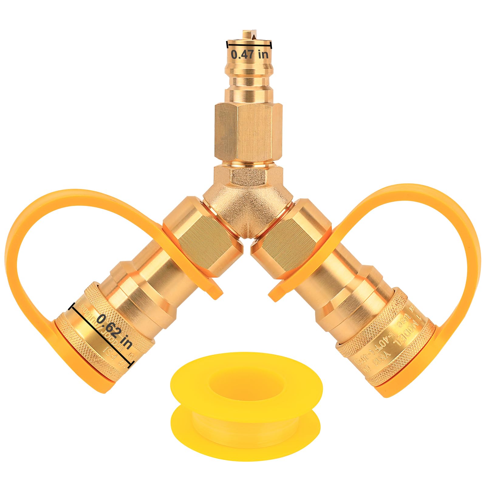 FEITON 3/8" Y-Splitter Separator Natural Gas Quick Connect/Disconnect Adapter for RV Trailer Motorhome BBQ Grill Low Pressure Natural Gas or Propane Systems