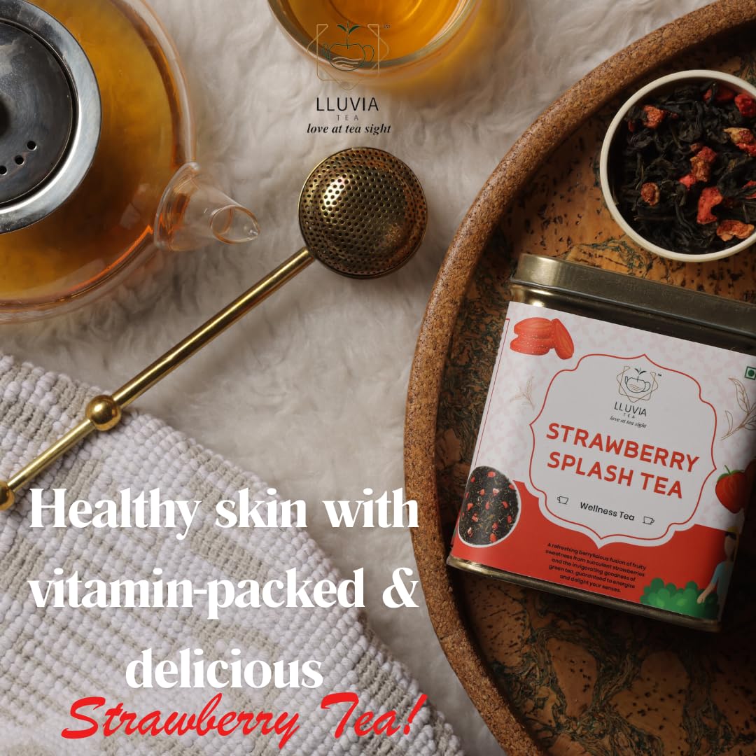 LLUVIA TEA Strawberry splash tea| rich in antioxidants| Promotes digestion|Calms the mind|low in caffeine|Organic strawberry with green tea| Fruit 50g - Image 4 thumbnail