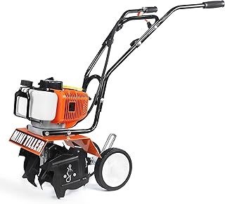 Sponsored Ad - NEOTEC MT520 Mini Tiller Cultivator, 52cc 2 Stroke Gas Powered 4 Premium Steel Adjustable Forward Rotating ...