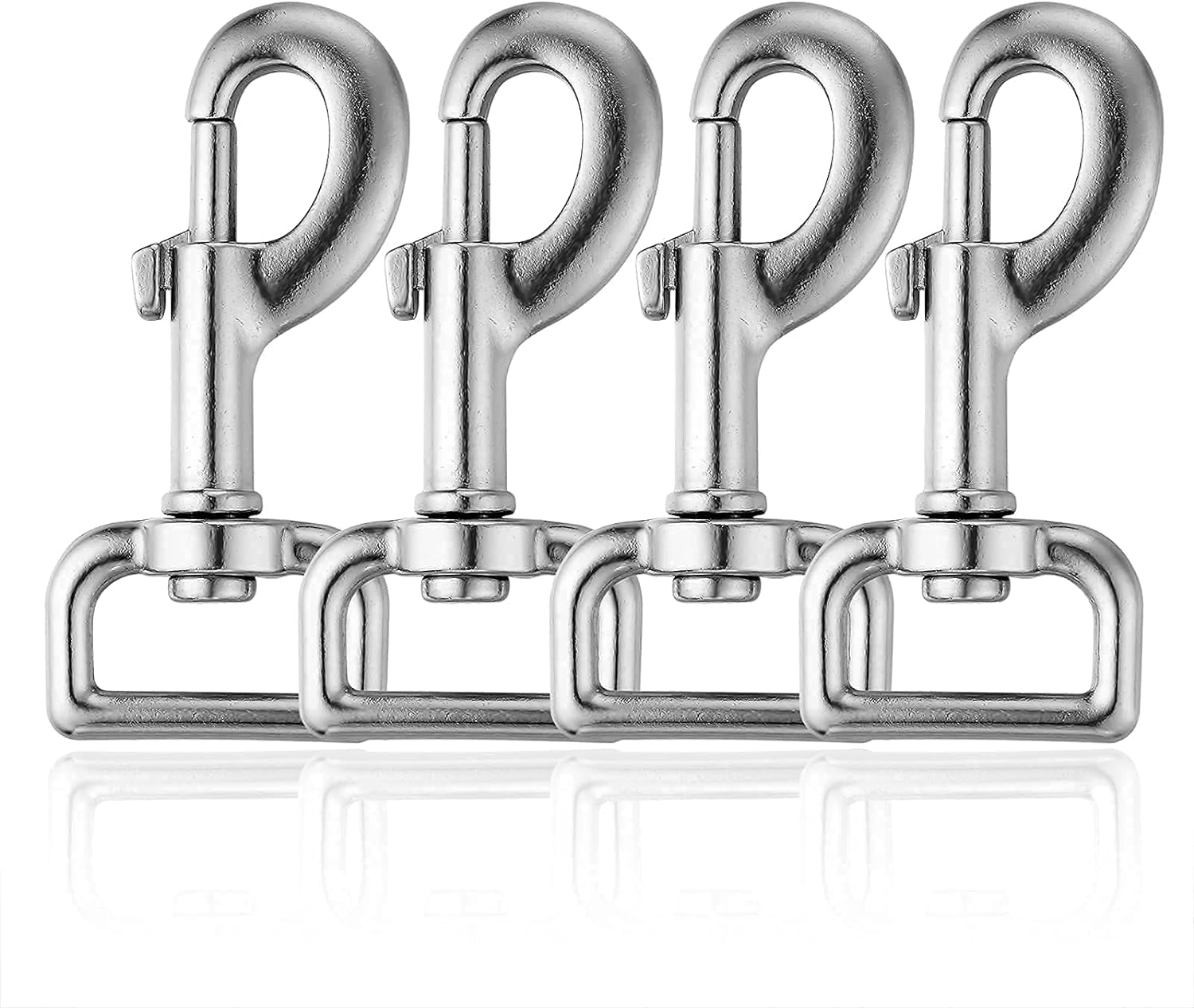 Oaky Dream Home Swivel Snap Hooks Chrome Heavy Duty Square Eye Clasp Trigger Clip Multipurpose- Best for Spring Buckle, Key Chain,Purse Straps for Linking Pet Dog Leashes Collar Harness (Pack of 4)
