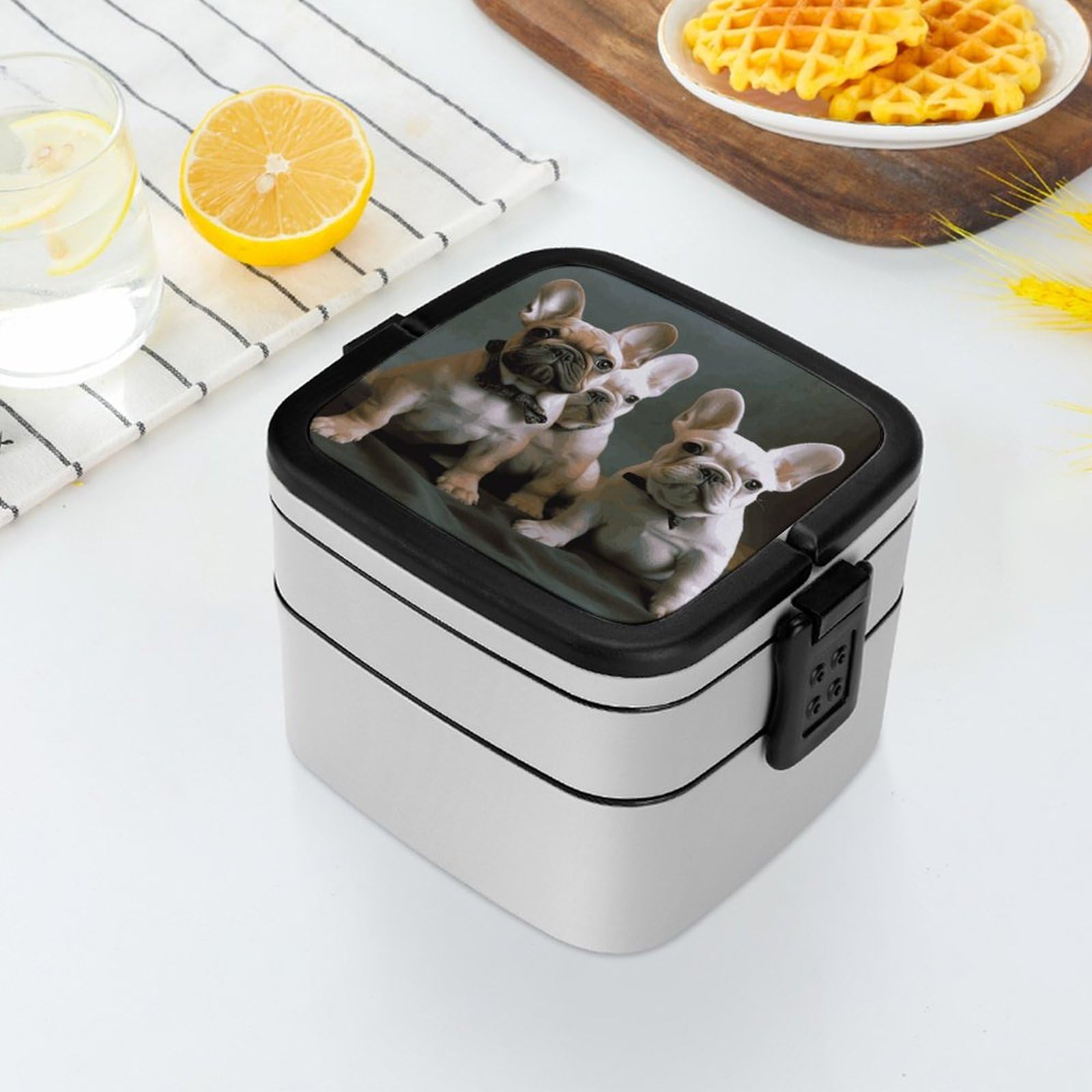 Bento Box Erwachsene 1000ml - Auslaufsichere Lunchbox Mit Fächern Französische Bulldogge