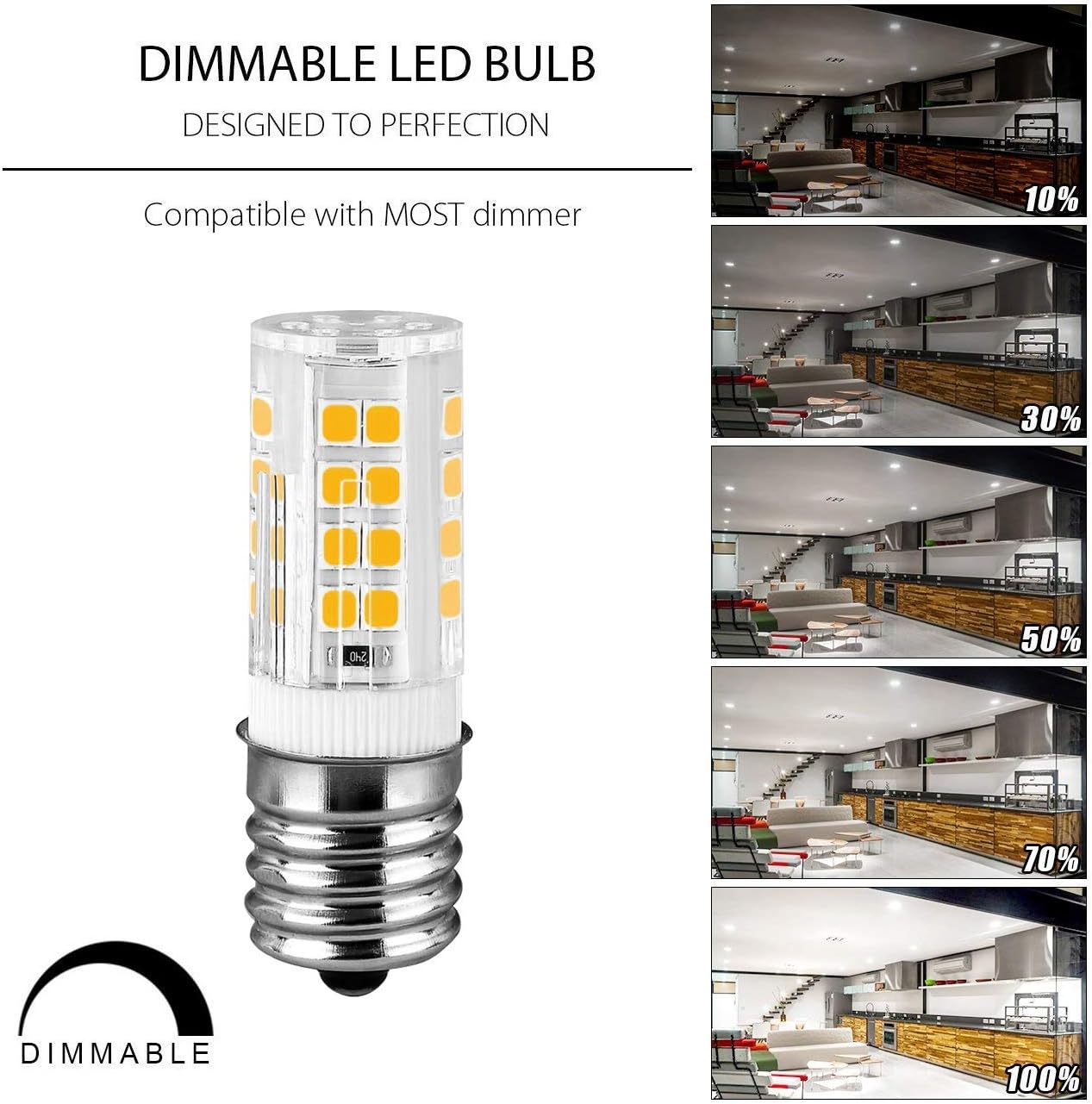 XICHENG E17 LED Bulb,Microwave Oven Light Dimmable 5 Watt Warm White 3000K 52X2835SMD AC110-130V (Pack of 2)