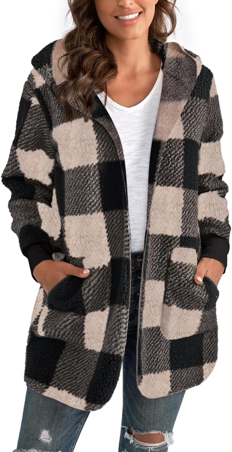 Yanekop Womens Oversized Sherpa Jacket Long Cardigan Sweaters