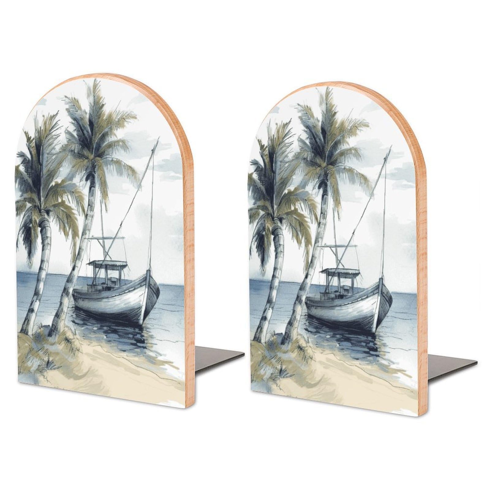 Serre-livres en bois de palmier chic pour embellir vos étagères de bureau