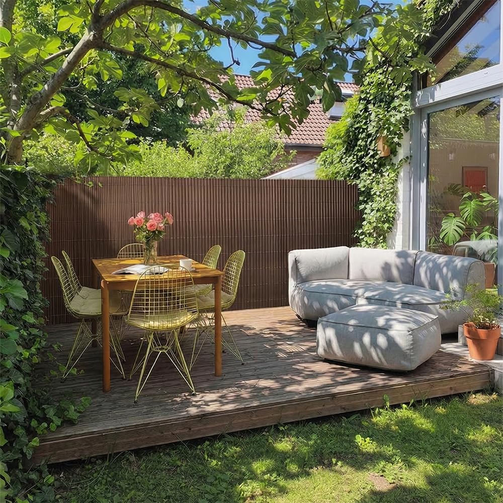 Mazovia Malla de Ocultación PVC 150x500 cm, Marrón, Ocultación Balcón, Terraza, Jardín, Resistente a la Intemperie y a Los Rayos UV, Moderno Pantalla de Privacidad, Todo el Año, Sin Taladrar