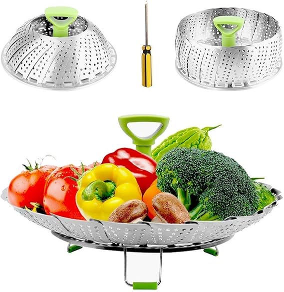 Vegetable Steamers Basket for Cooking Stainless Steel, Folding Steamer