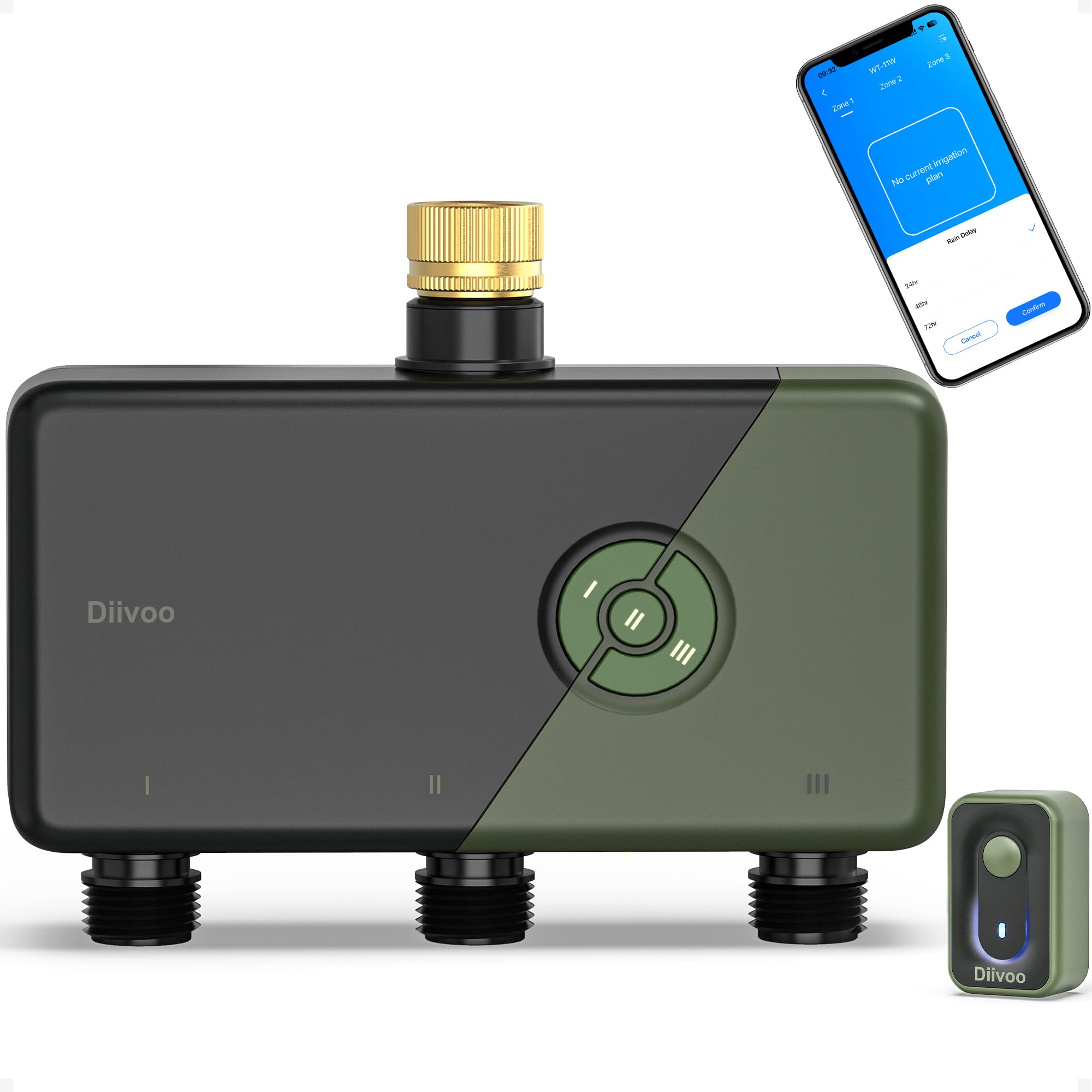 Diivoo Bewässerungscomputer WLAN kompatibel mit APP, Alexa & Google, Regenverzögerung & 2 Modi für Rasen, Garten & Balkon